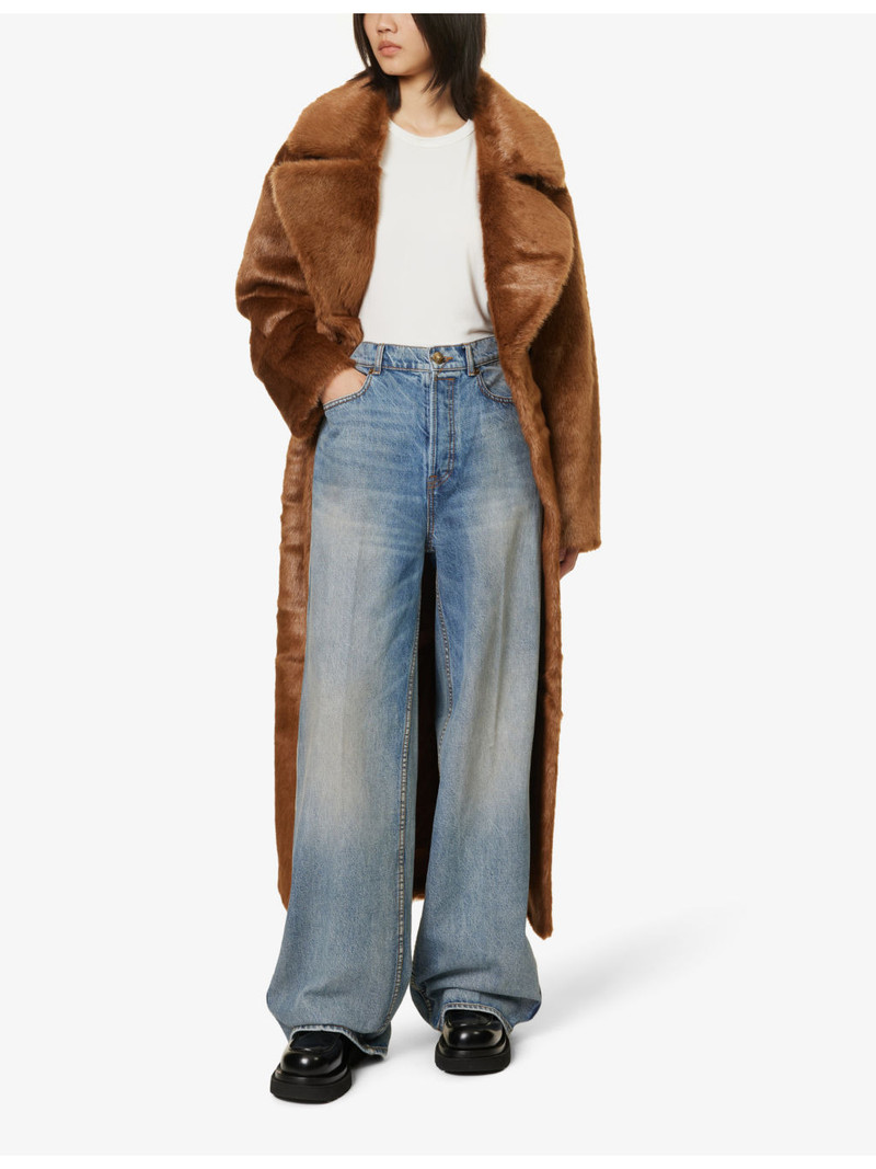 The Frankie Shop Joni belted faux-fur coat outlook