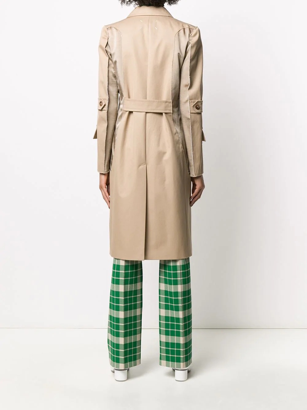 raw trim belted trench coat - 4