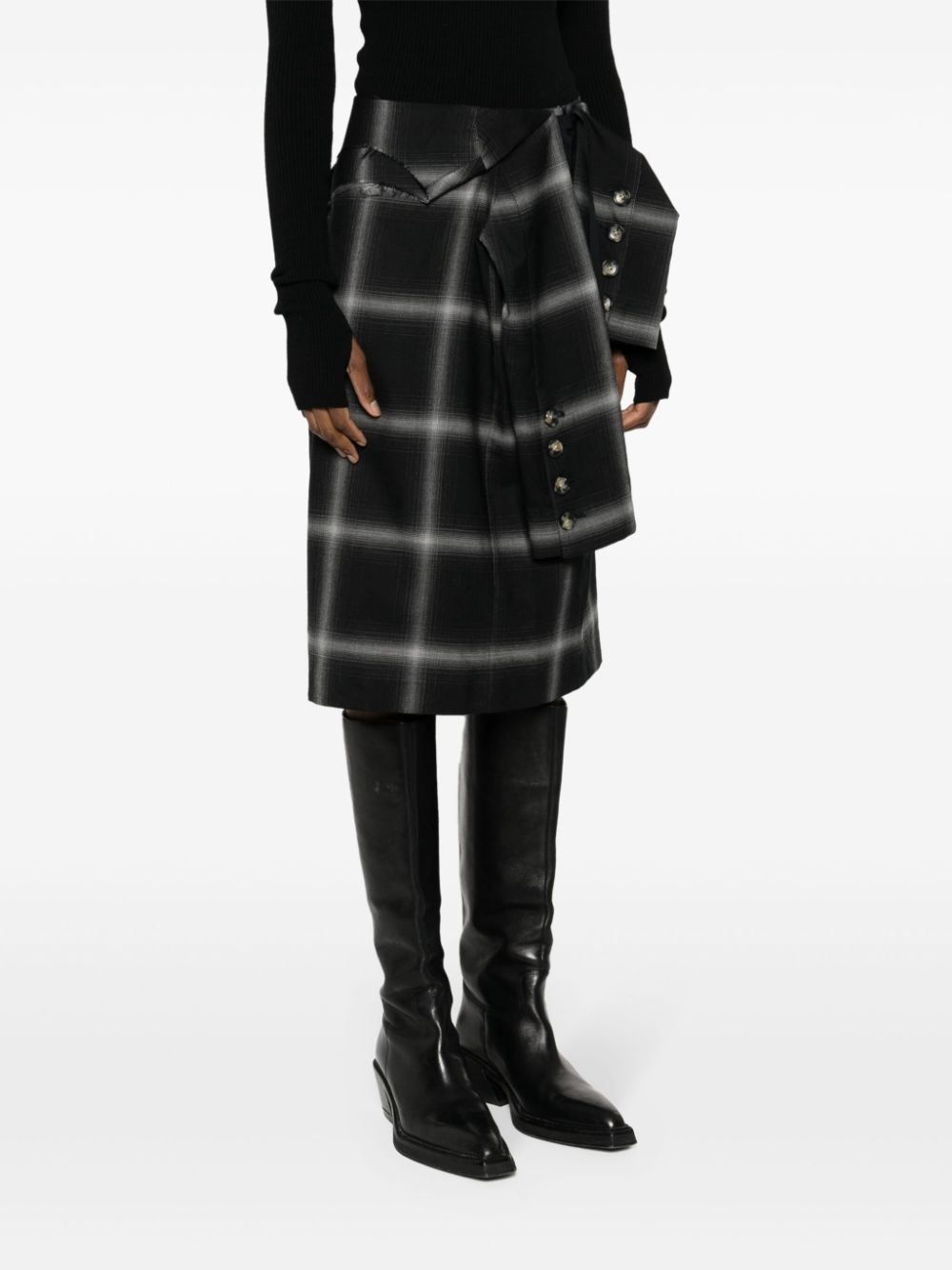 check-pattern wool skirt - 3