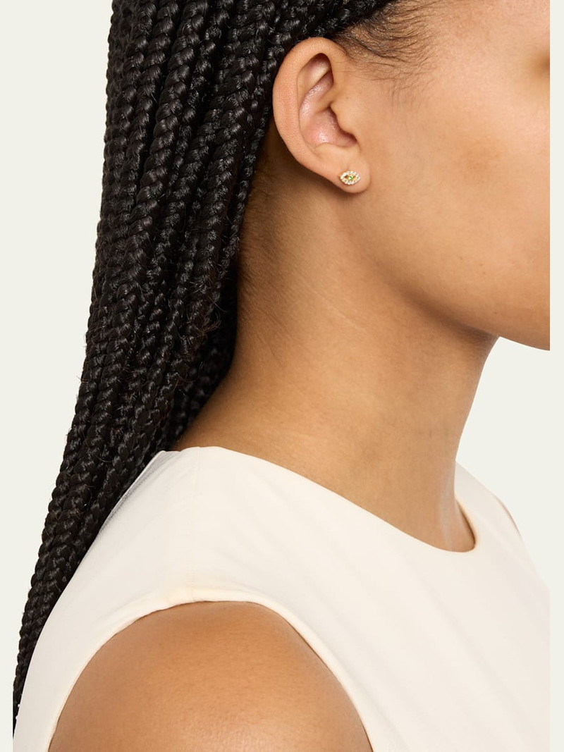 ILEANA MAKRI ​18K Gold Kitten Eye Stud Earrings with Diamonds outlook