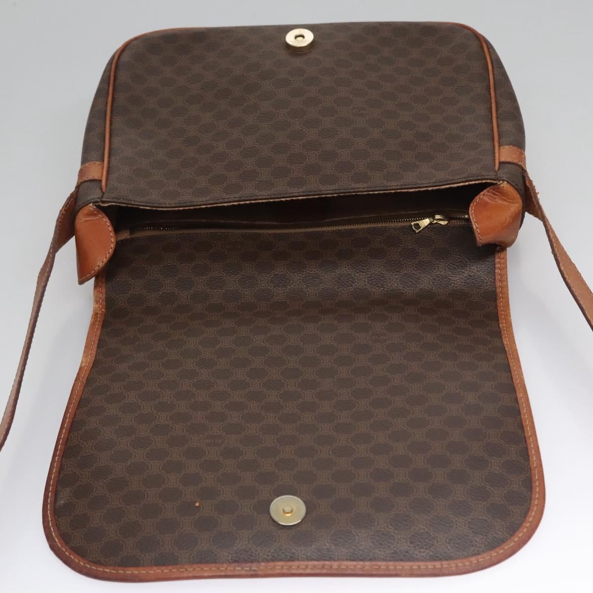CELINE Macadam Canvas Shoulder Bag Pvc Leather Brown - 15