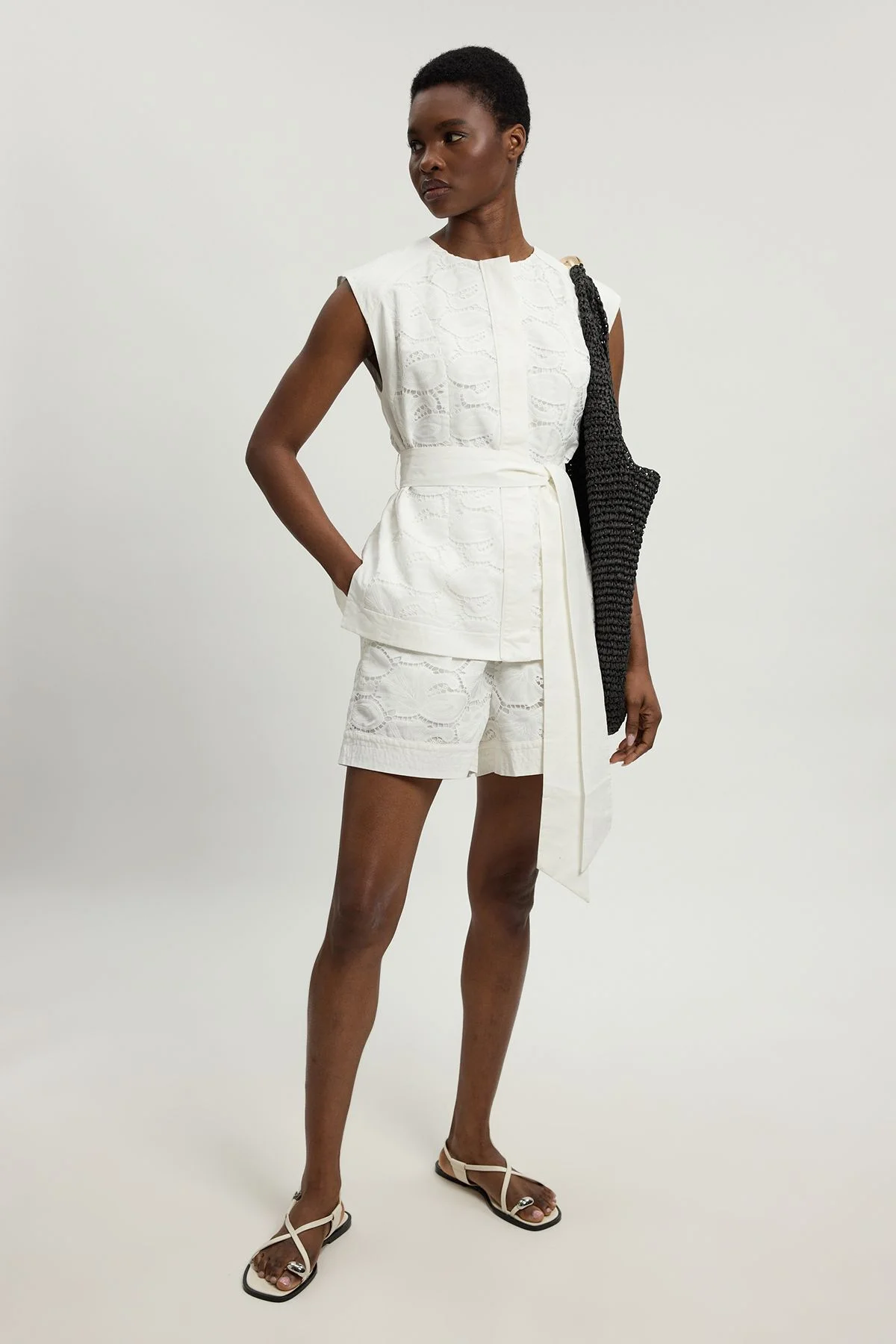 Cutwork Cotton Woven Short - 1