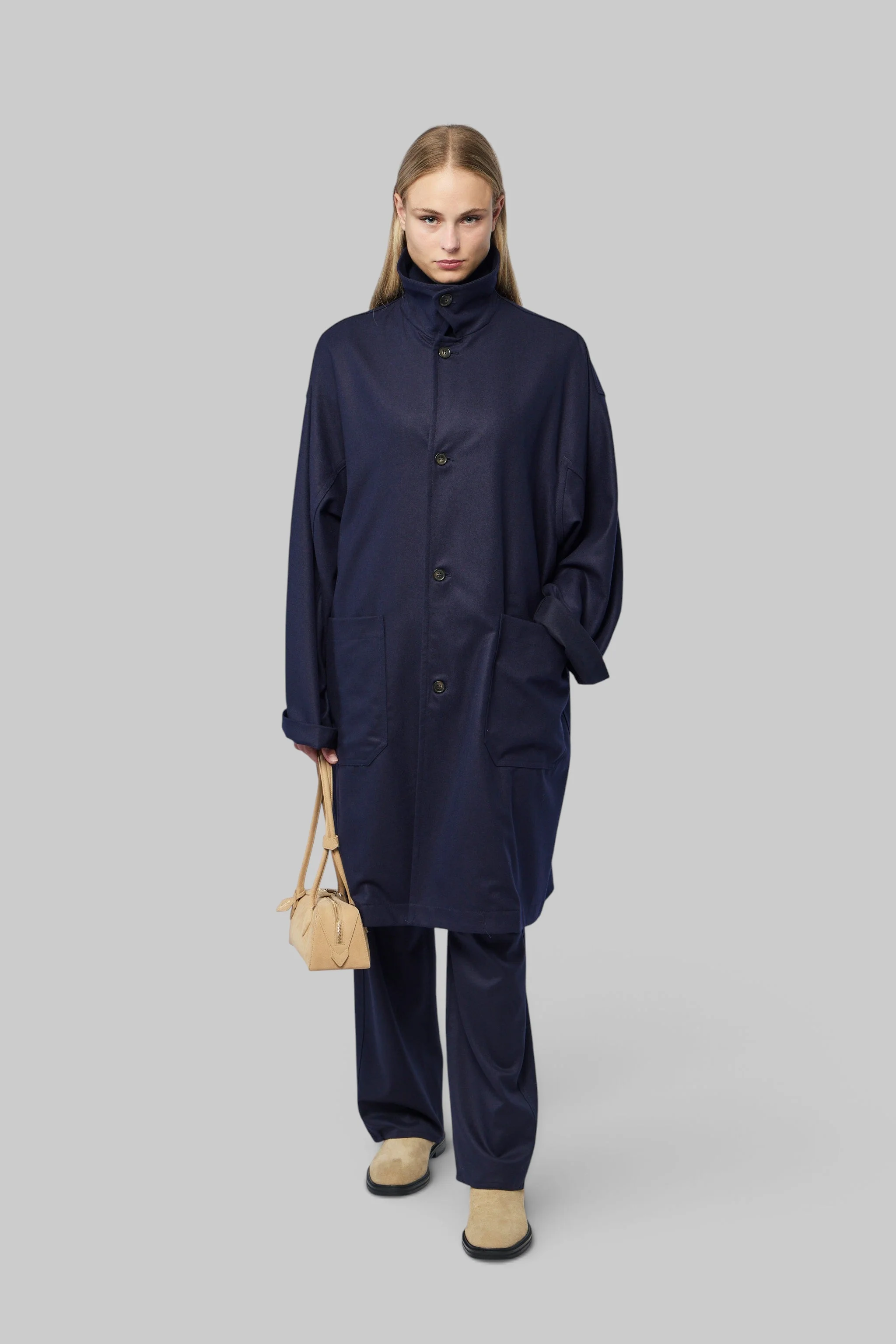 Mid Length Coat With 2 Patchpockets - 1