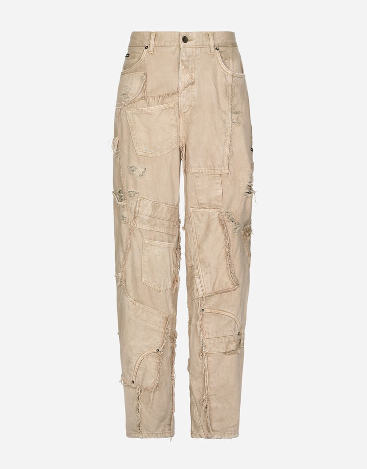 Straight-leg patchwork denim jeans - 1