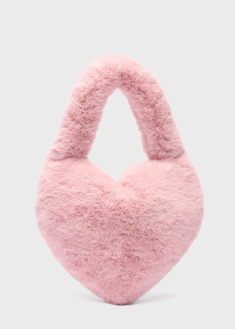 HEART BAG IN FAUX FUR WITH B MONOGRAM PIN 3