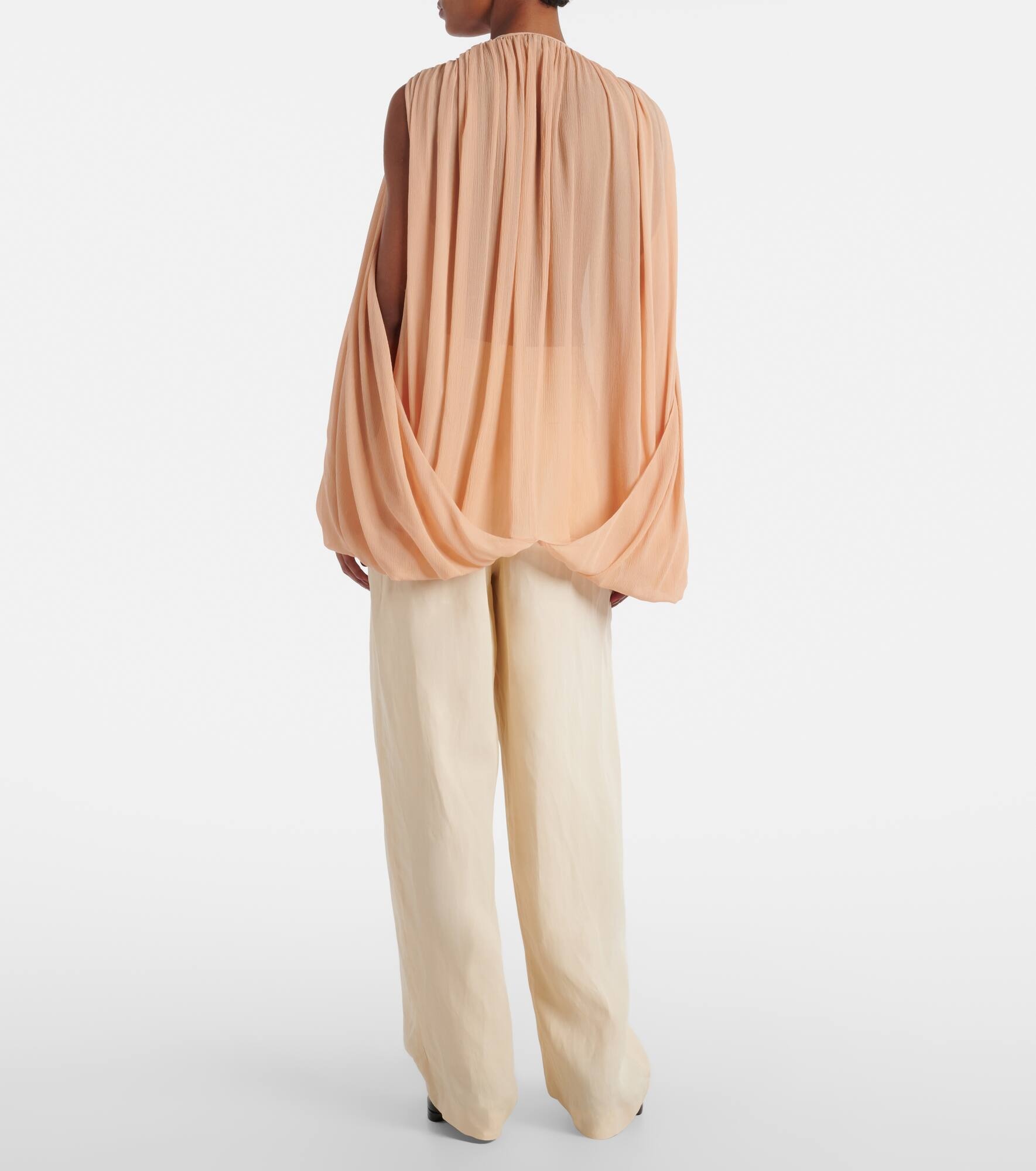 Draped silk chiffon blouse - 3