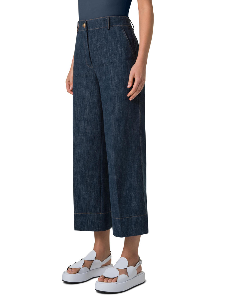 Women's Chiara Denim Wide-Leg Crop Jeans - Navy Denim 3
