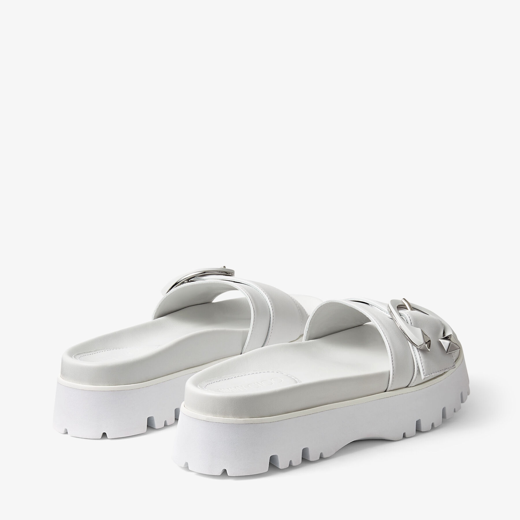 Maiti Flat
White Nappa Leather Platform Sandals with C-Buckle - 5