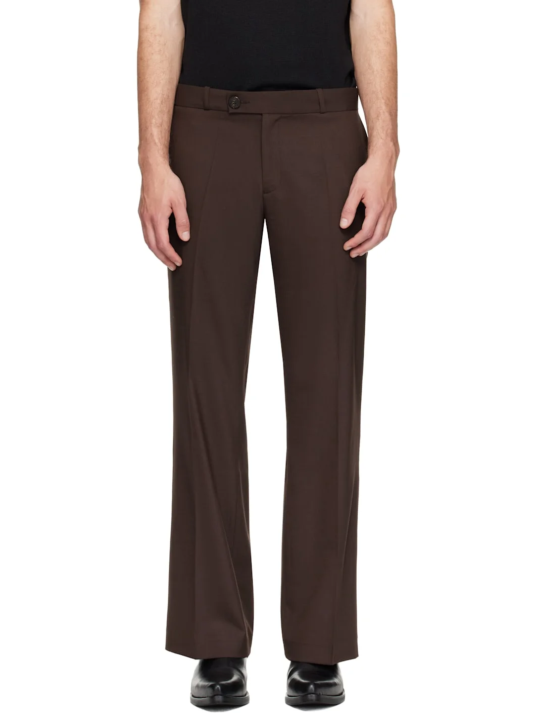 Brown Loose Fit Flare Trousers - 1