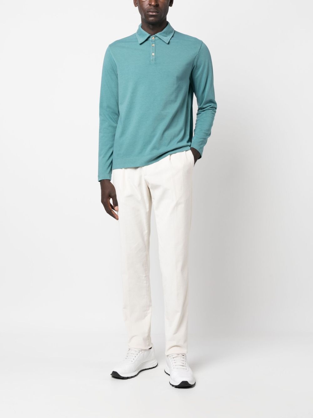long-sleeved cotton polo shirt - 2