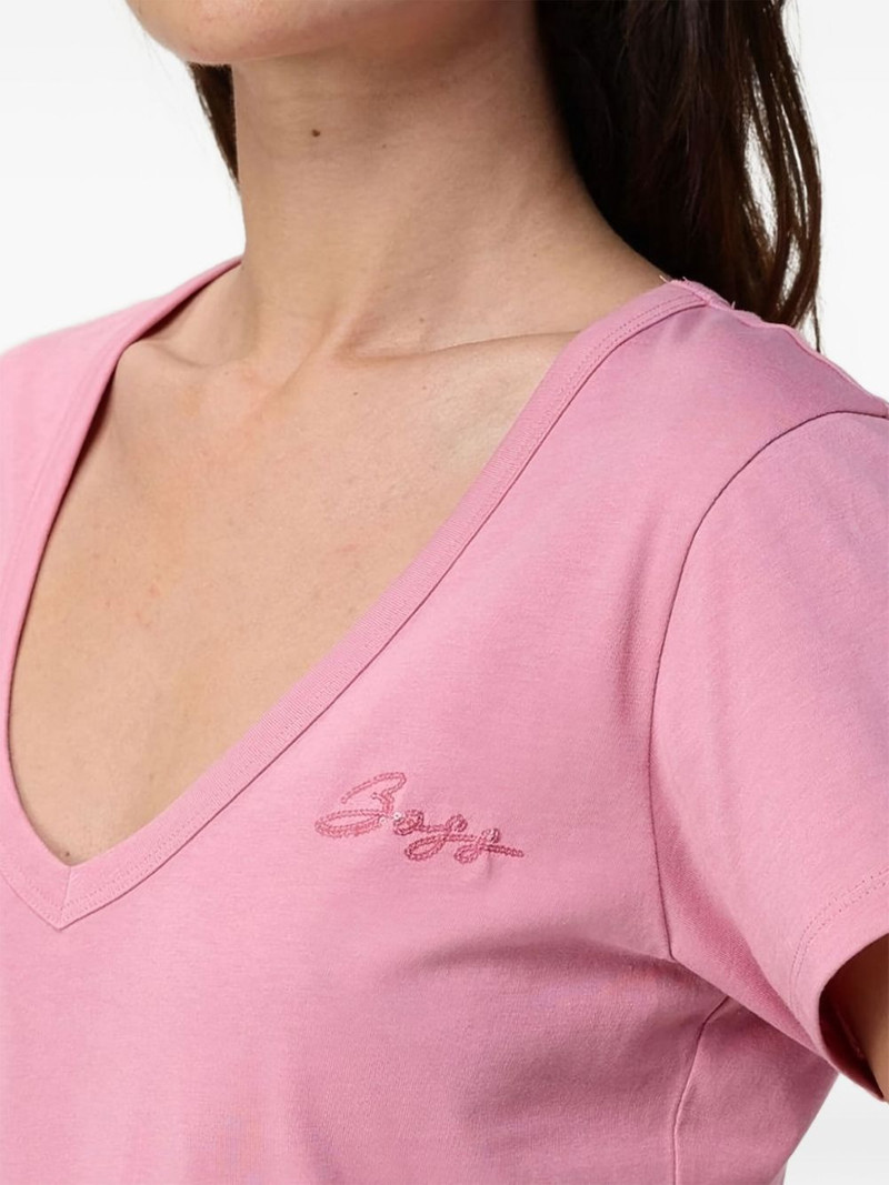 BOSS embroidered V-neck T-shirt outlook
