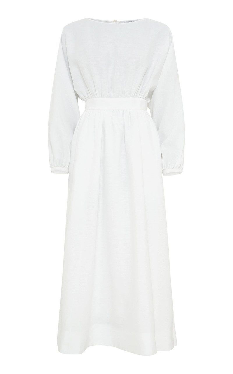 Ahmose Maxi Dress in White Aloe Linen - 1