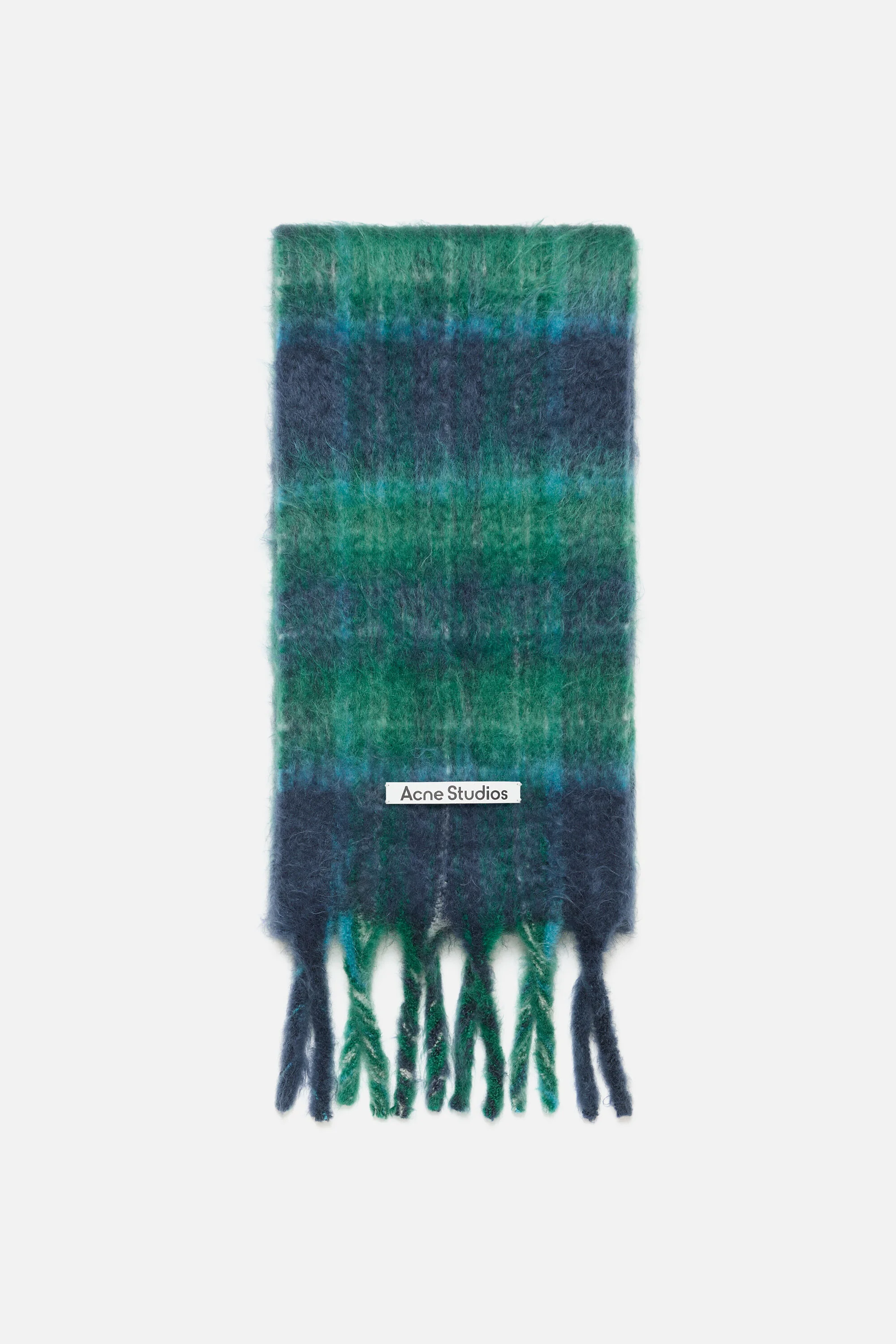 Mohair check scarf - Blue/green - 1