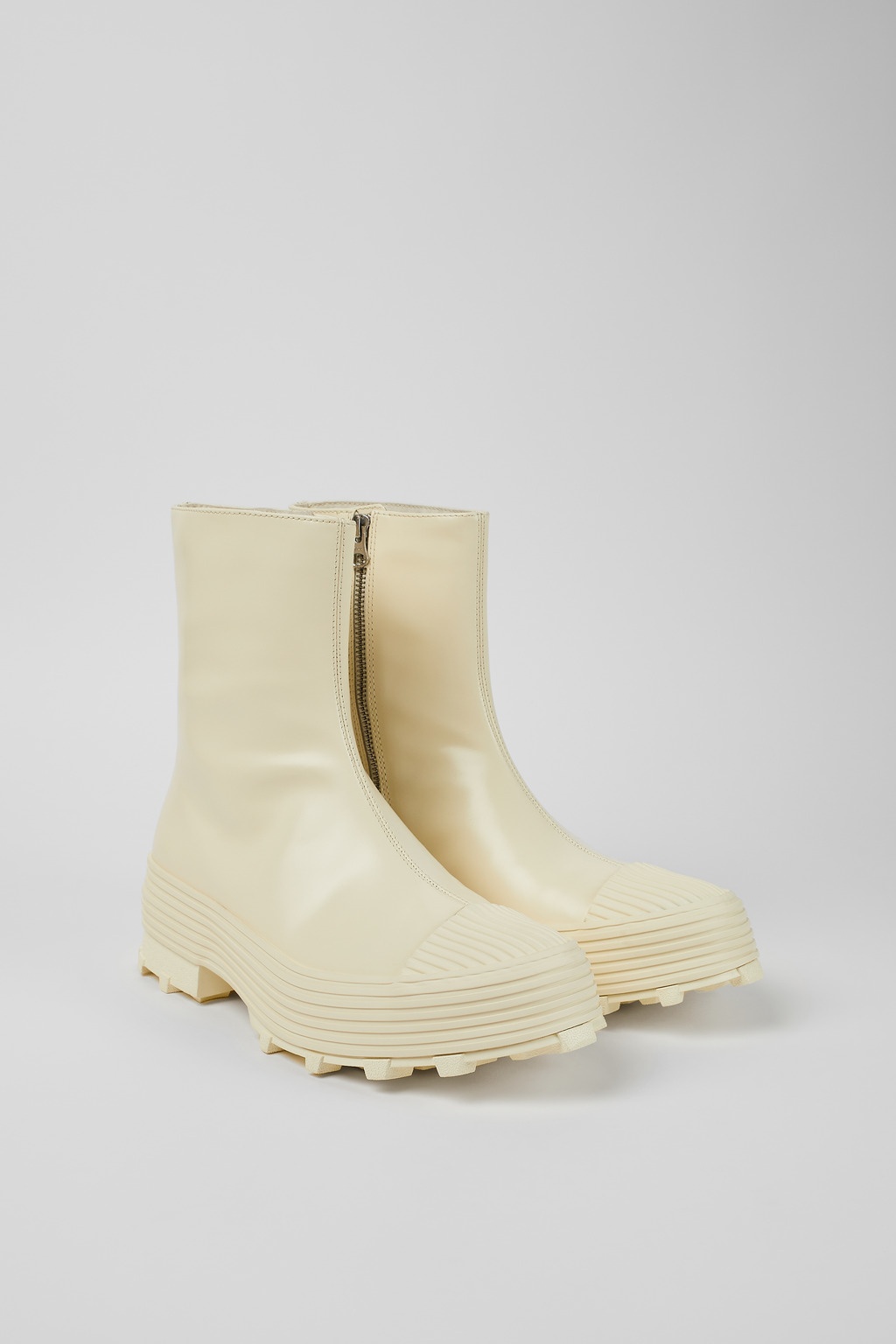 White Leather Zip Bootie - 2