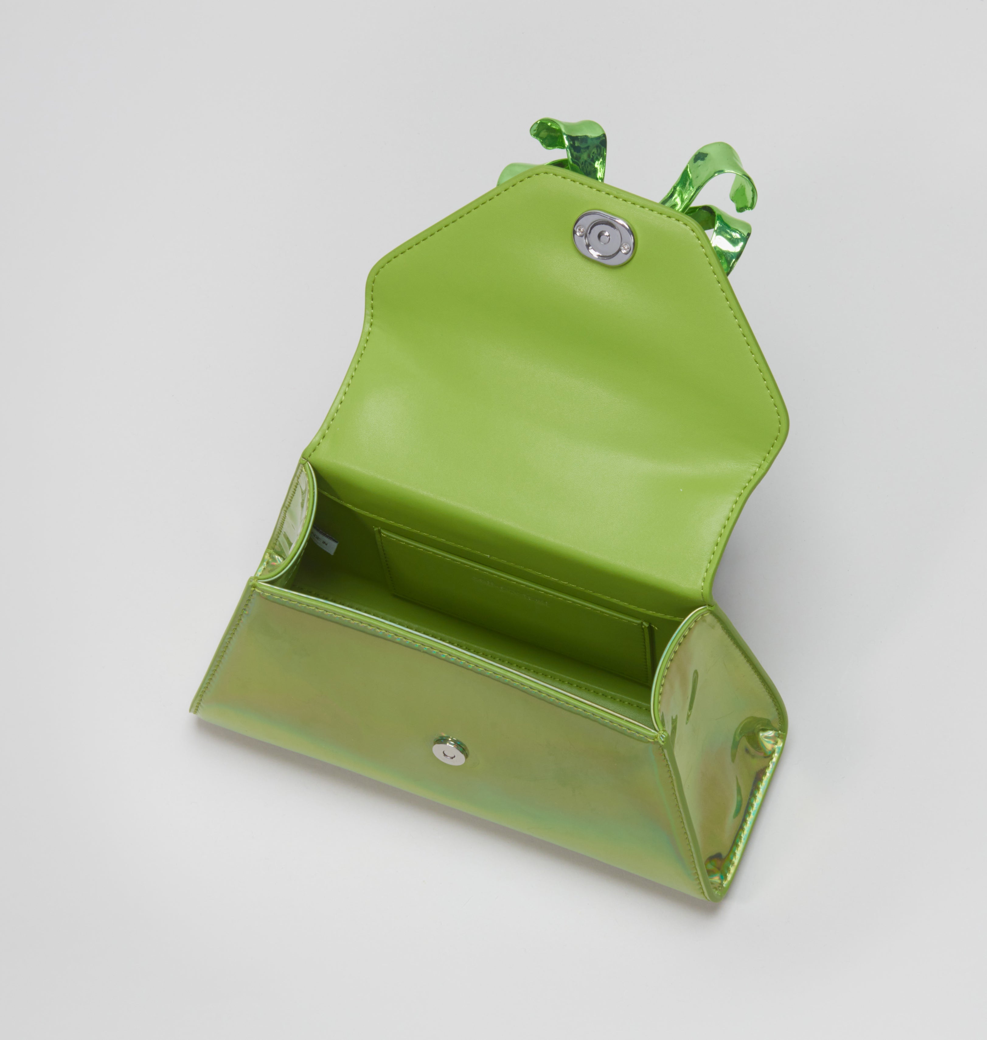 Lime Metallic Bow Envelope Mini Bag - 4