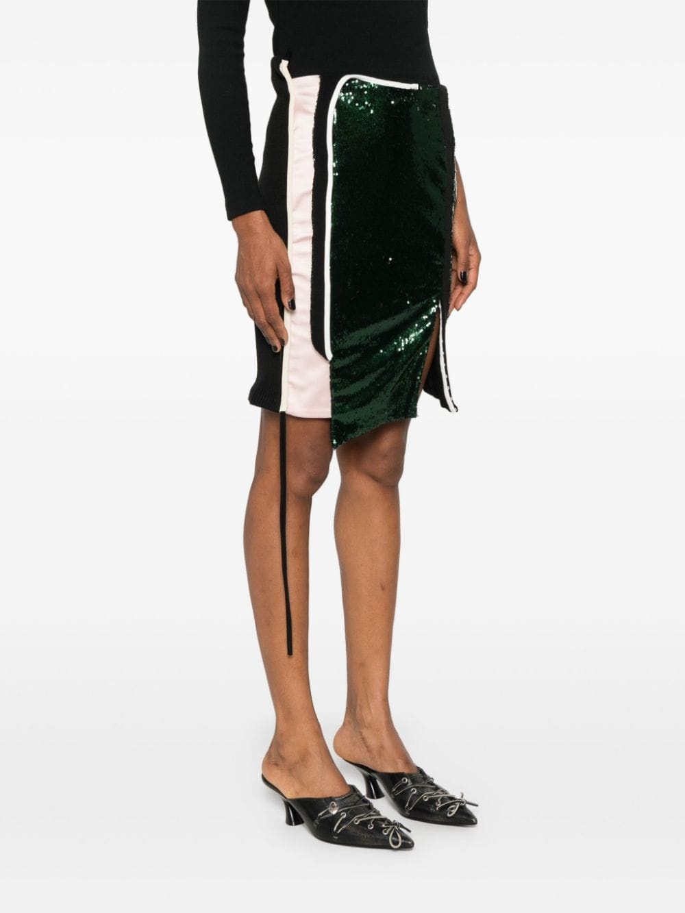 sequin-panels asymmetric skirt - 3