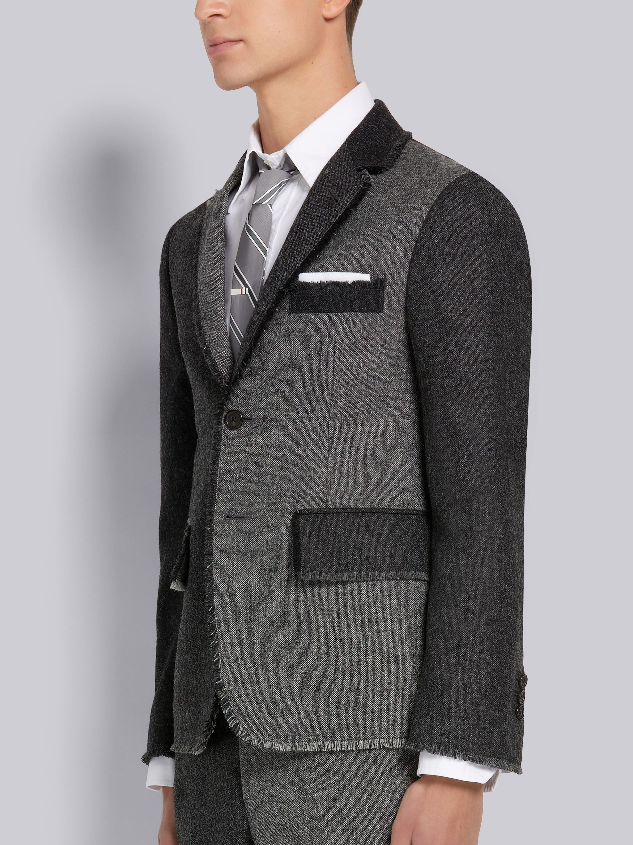 Medium Grey Funmix Donegal Tweed Unconstructed Classic Sport Coat - 2