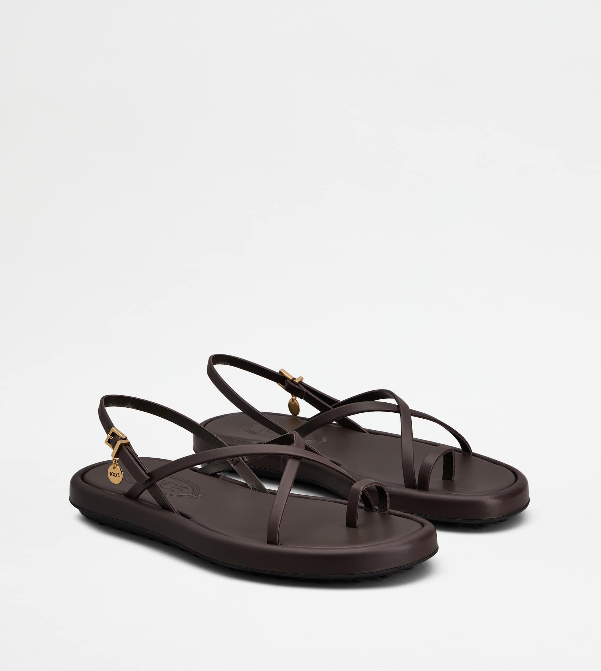 SANDALS IN LEATHER - BROWN - 2