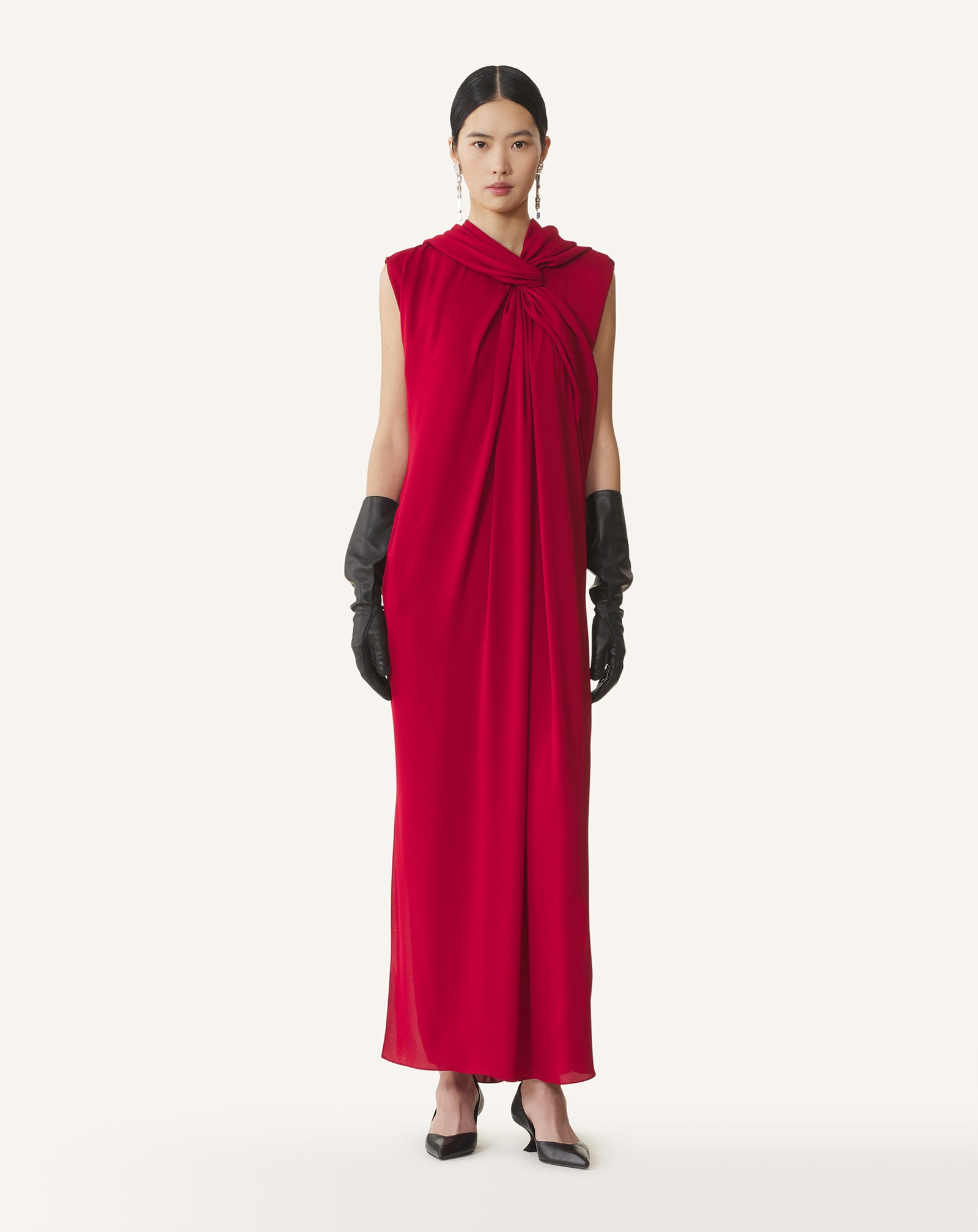 LONG SATIN KNOTTED DRESS - 2