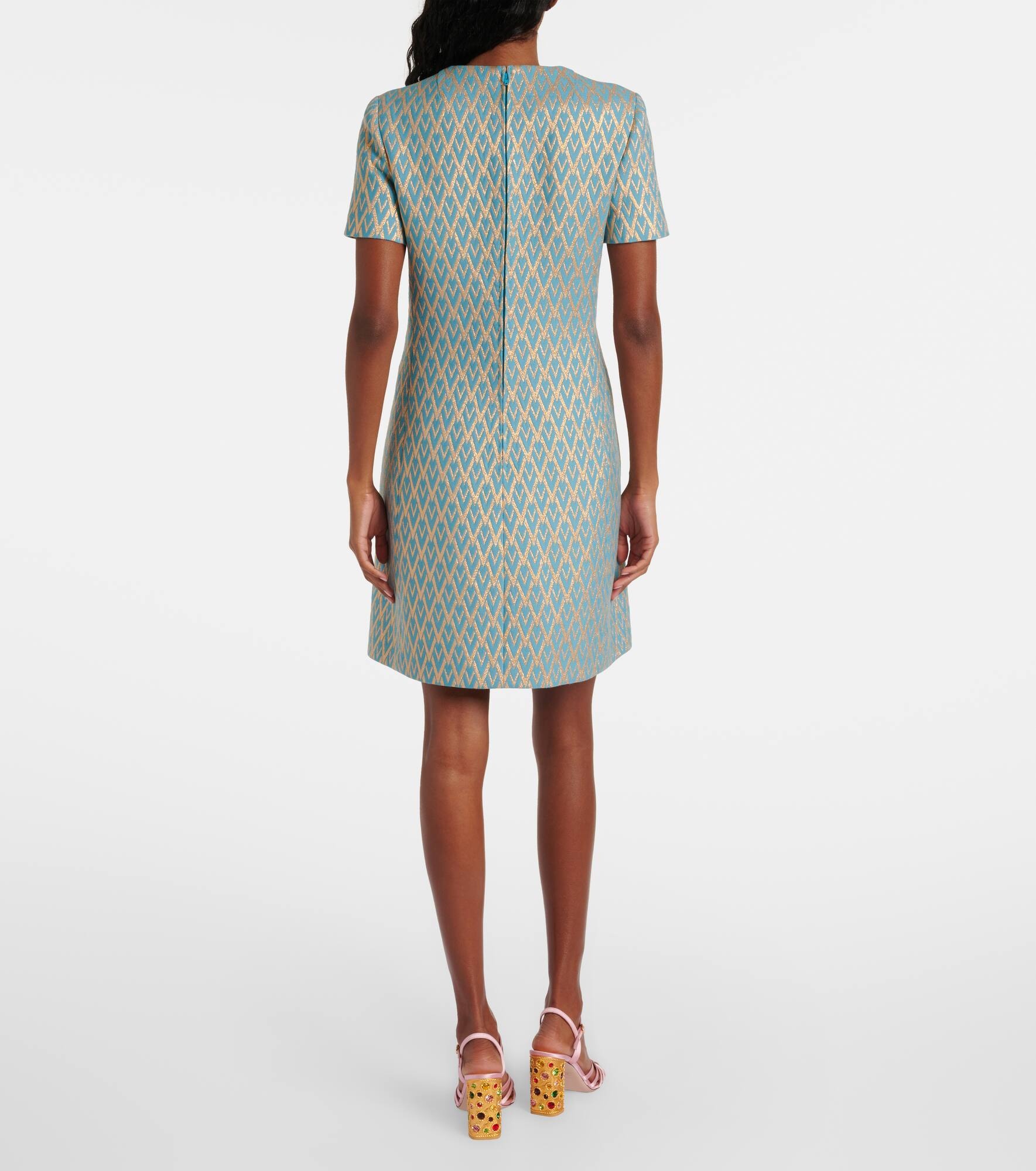 Toute La V wool-blend jacquard minidress - 3