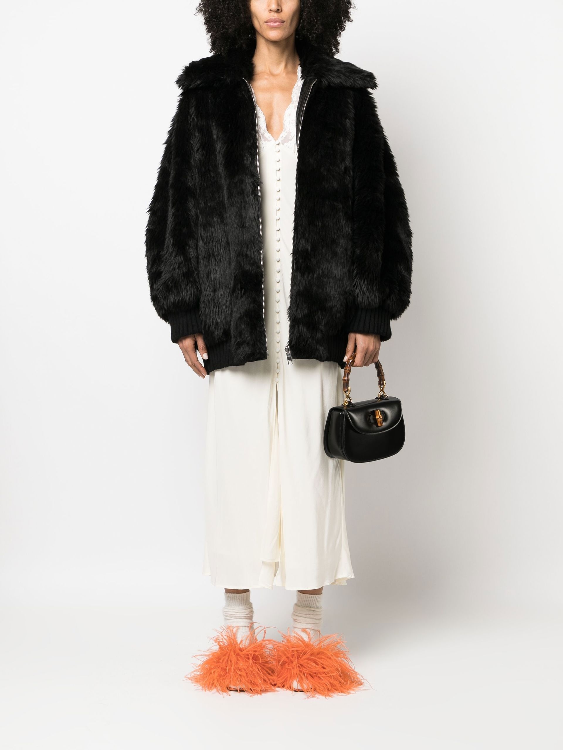 Black Reversible Shearling Jacket - 2