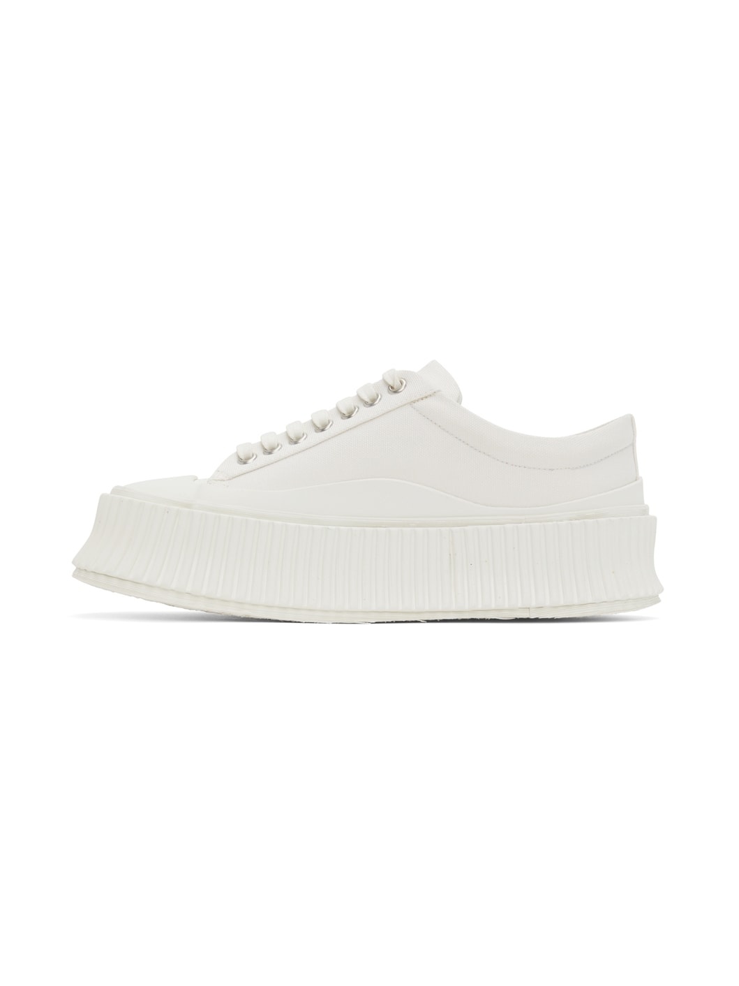 White Canvas Platform Sneakers - 3