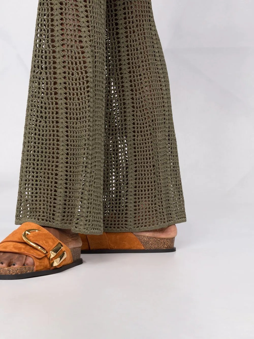crochet-design flared trousers - 3
