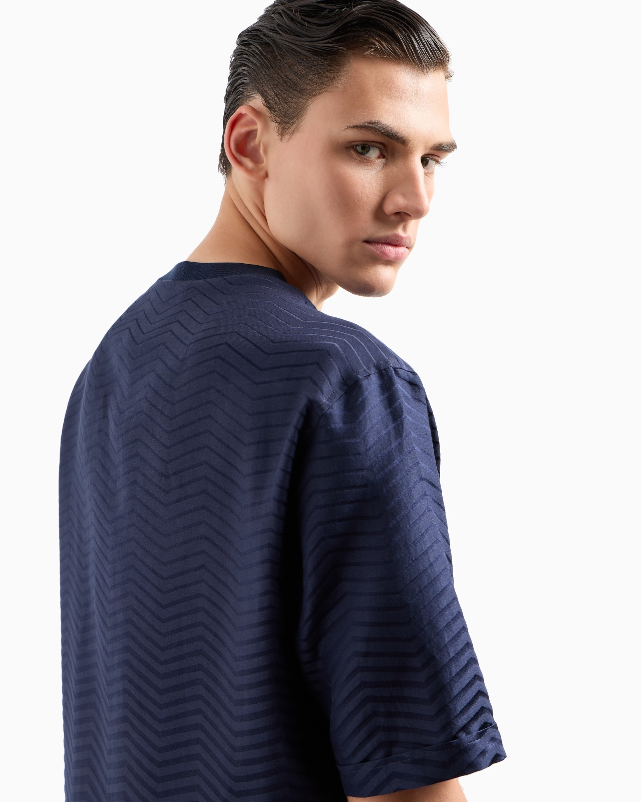 T-SHIRT SHIRT IN GRADIENT CHEVRON JACQUARD SILK AND VISCOSE - 5