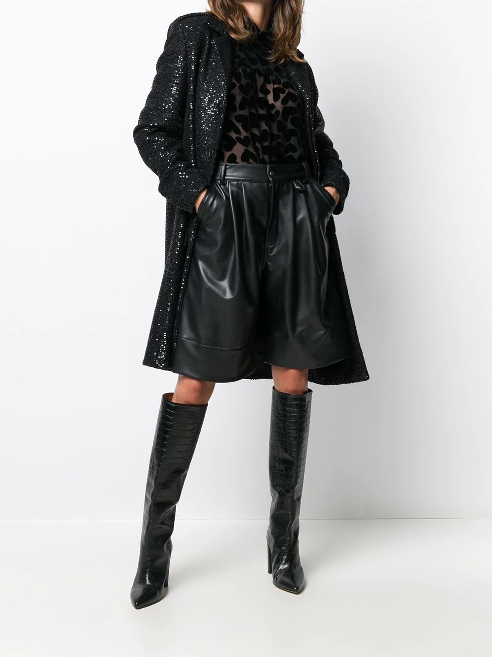 sequin embroidered midi coat - 2