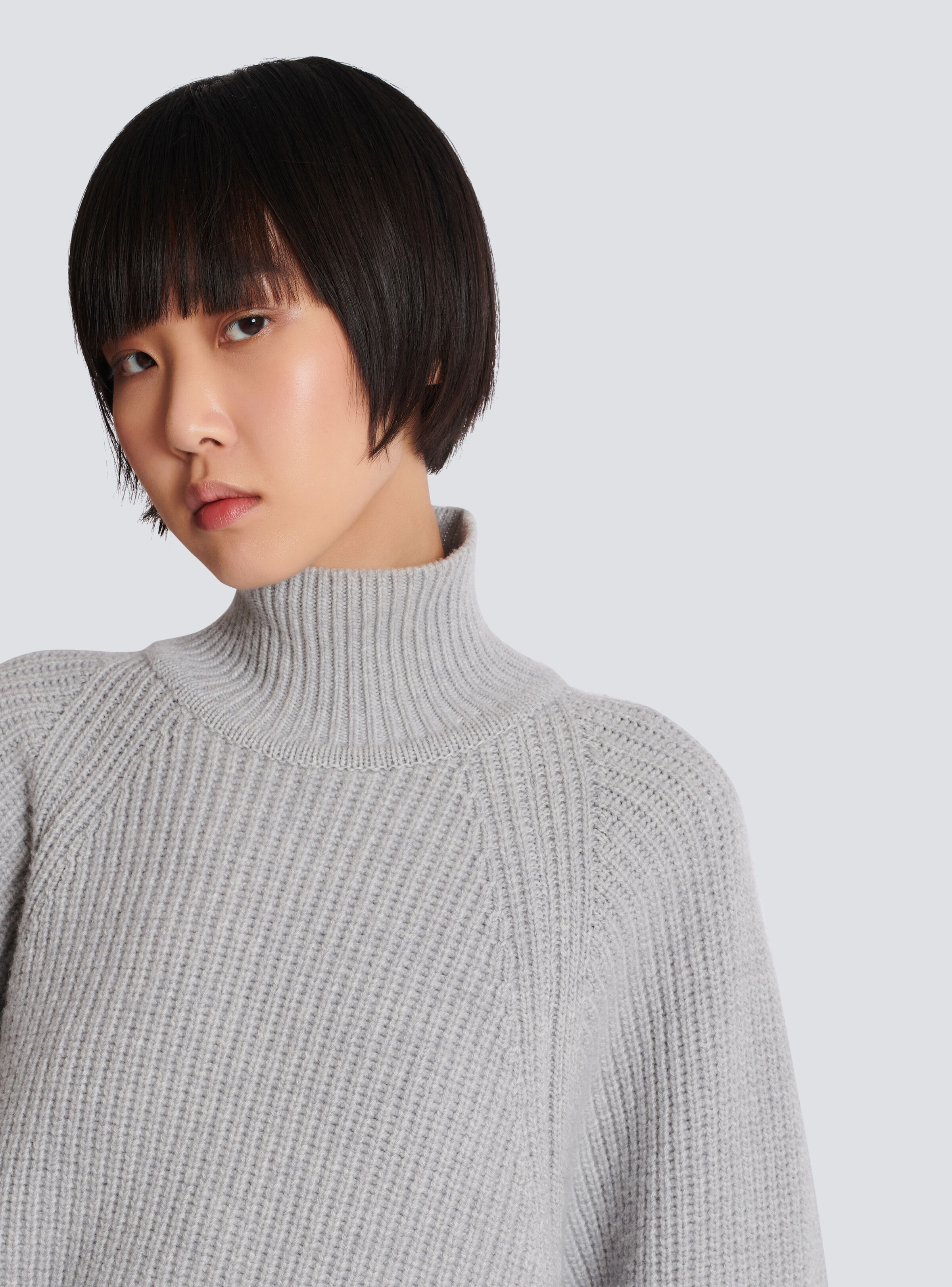 High-neck ribbed knit jumper - 7