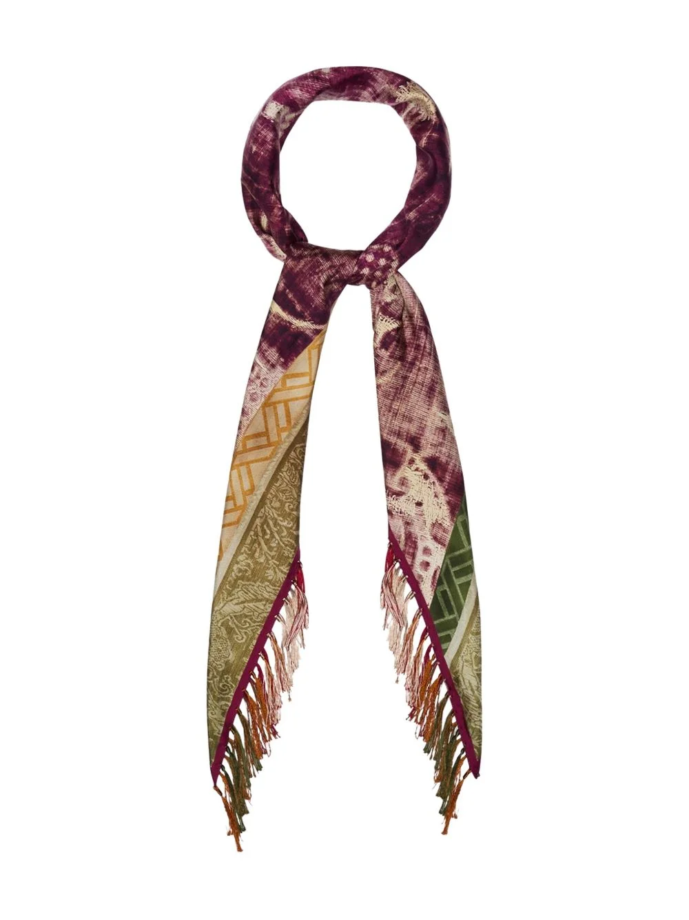 geometric-pattern fringed-edges scarf - 1