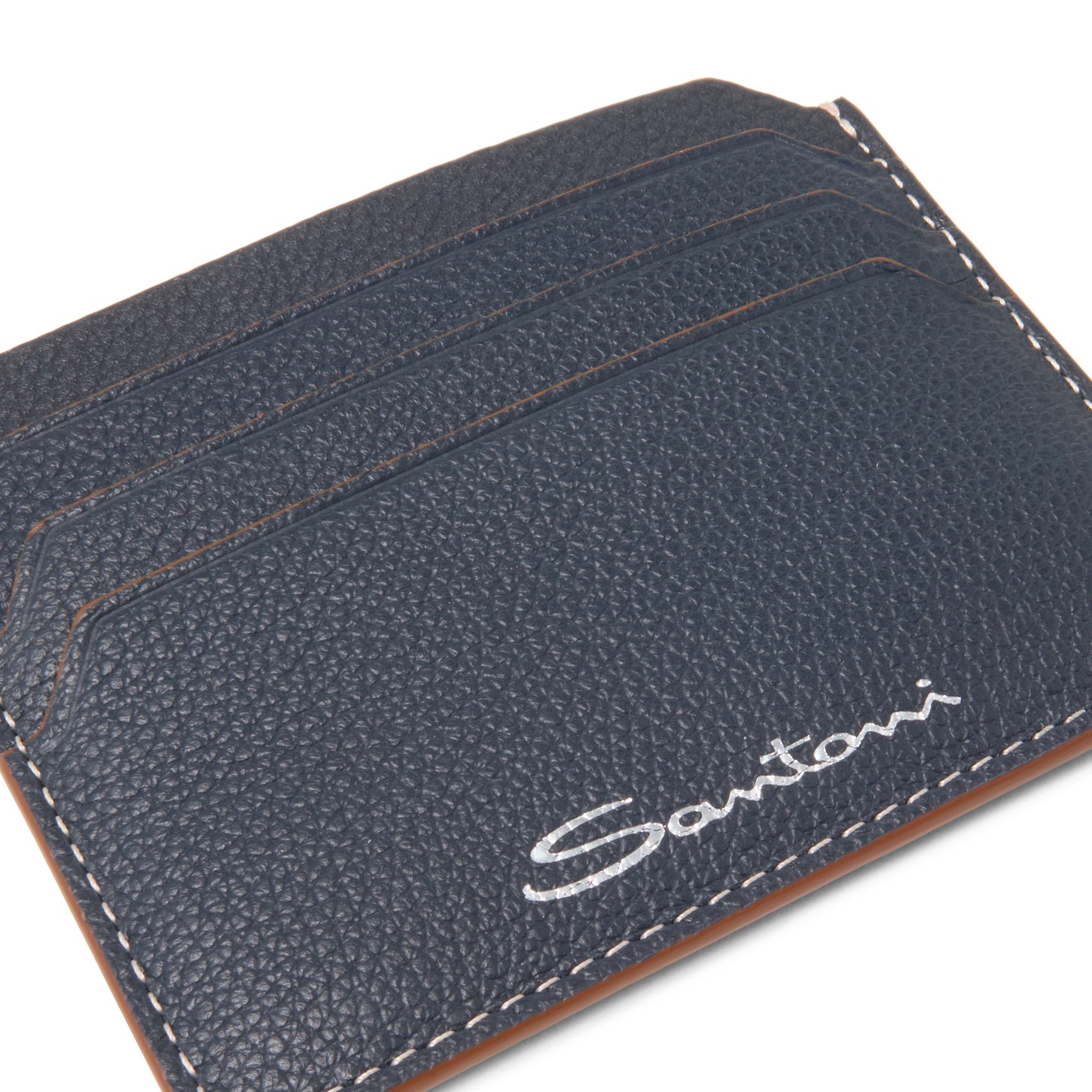 Blue tumbled leather credit card holder - 2