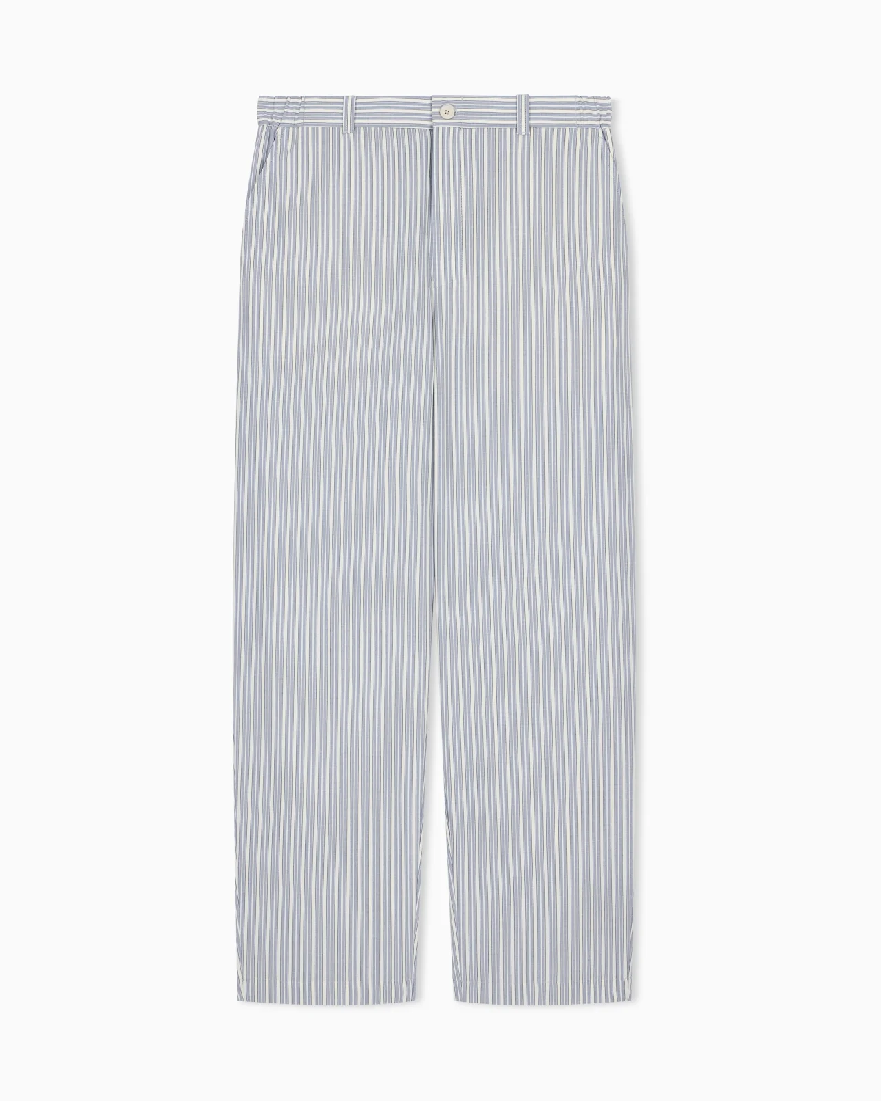 STRAIGHT-LEG STRIPED TROUSERS IN STRETCH VIRGIN WOOL - 1