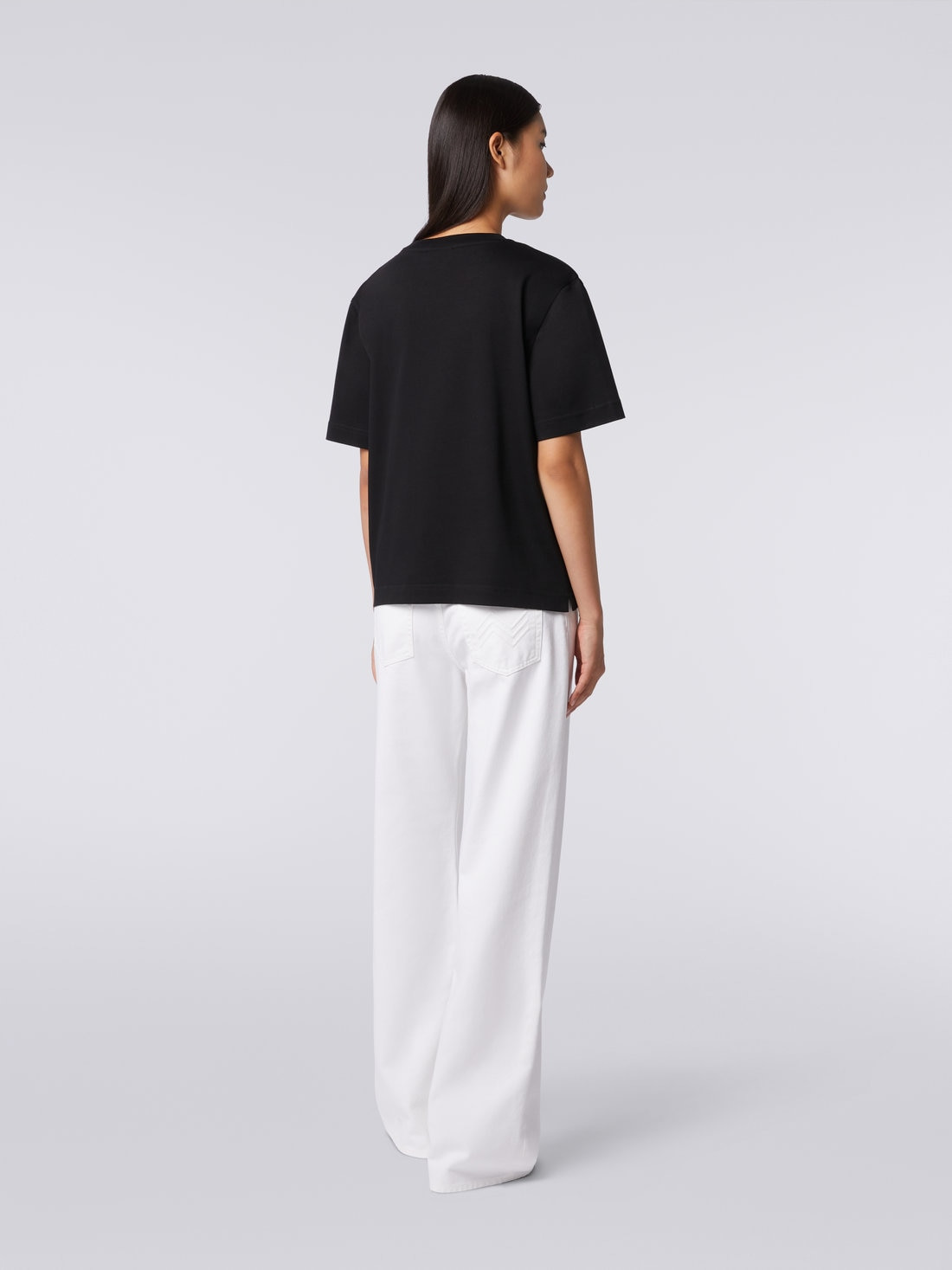 Crew-neck cotton T-shirt with embroidery and logo - 4