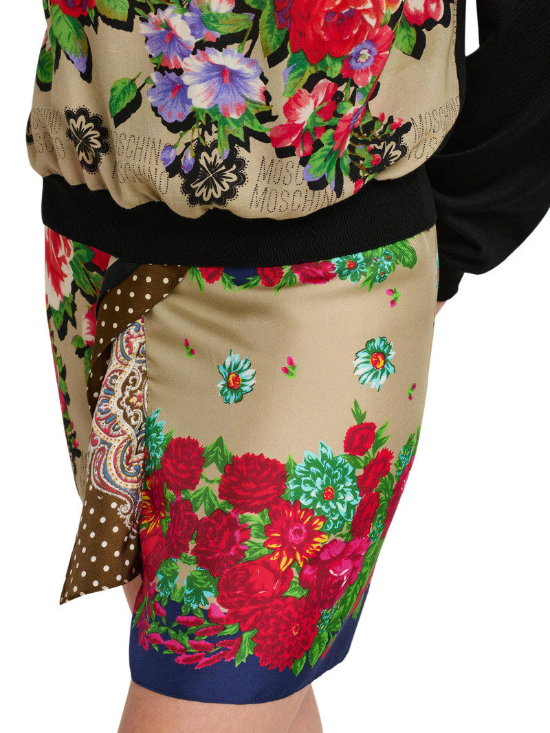 Women's Mixed Floral Print Silk Miniskirt - Multi Color 6