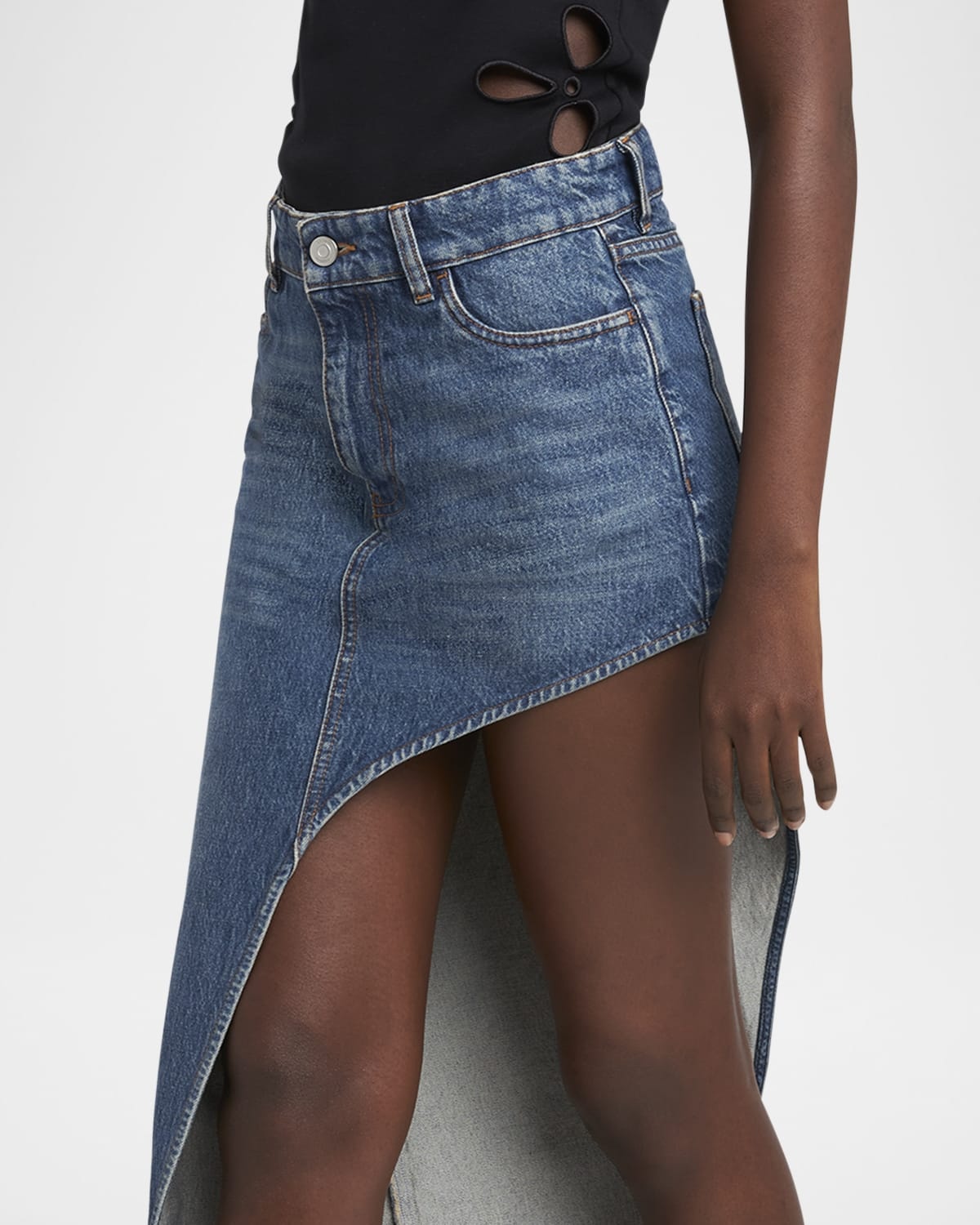 One-Leg Maxi Denim Skirt - 5