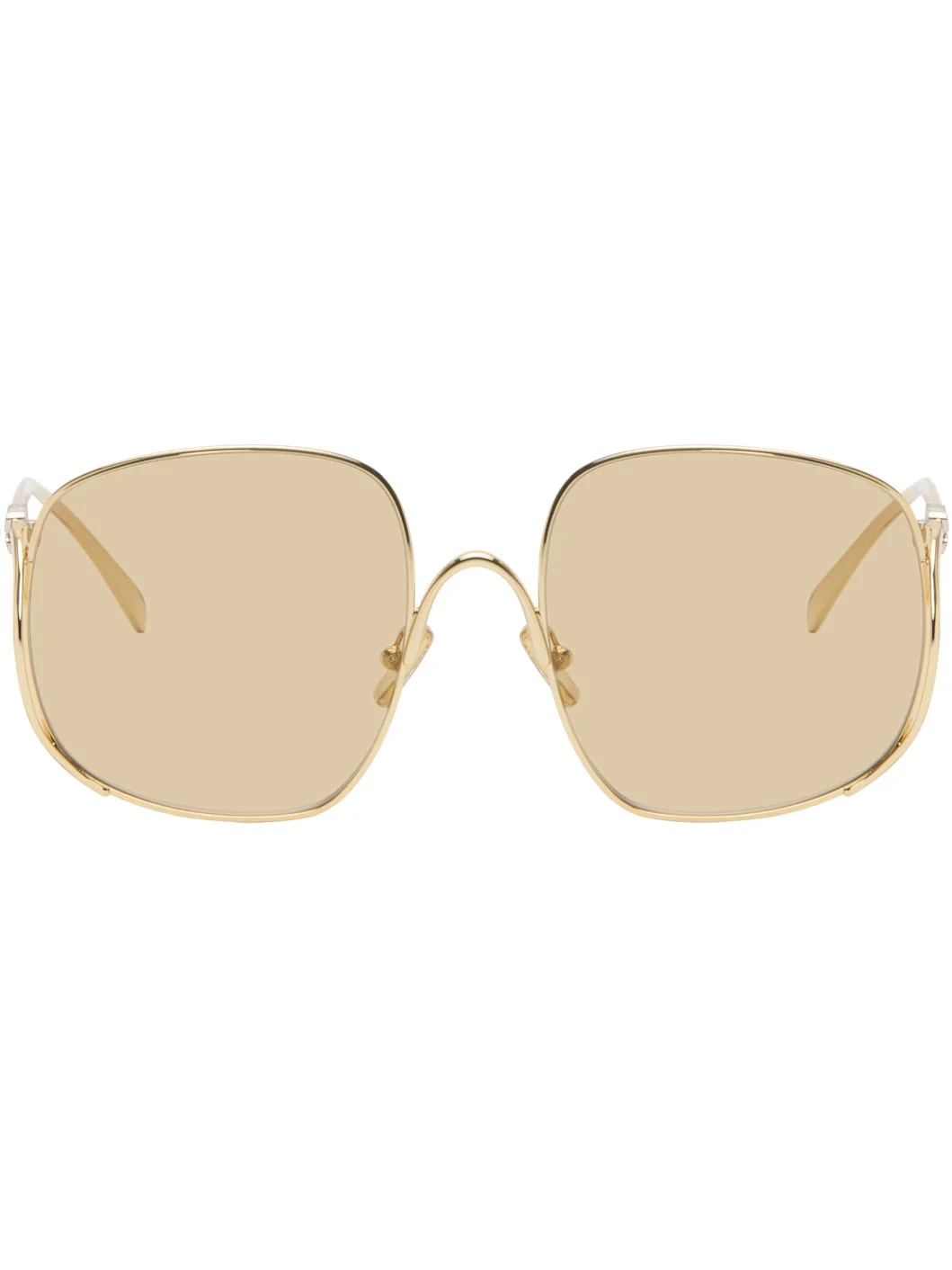 Gold Oversized Metal Sunglasses - 1