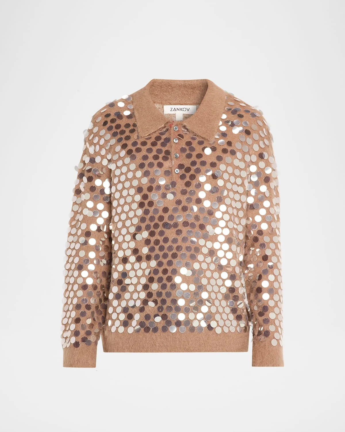 Men's Sequined Mohair-Blend Polo Sweater - 1