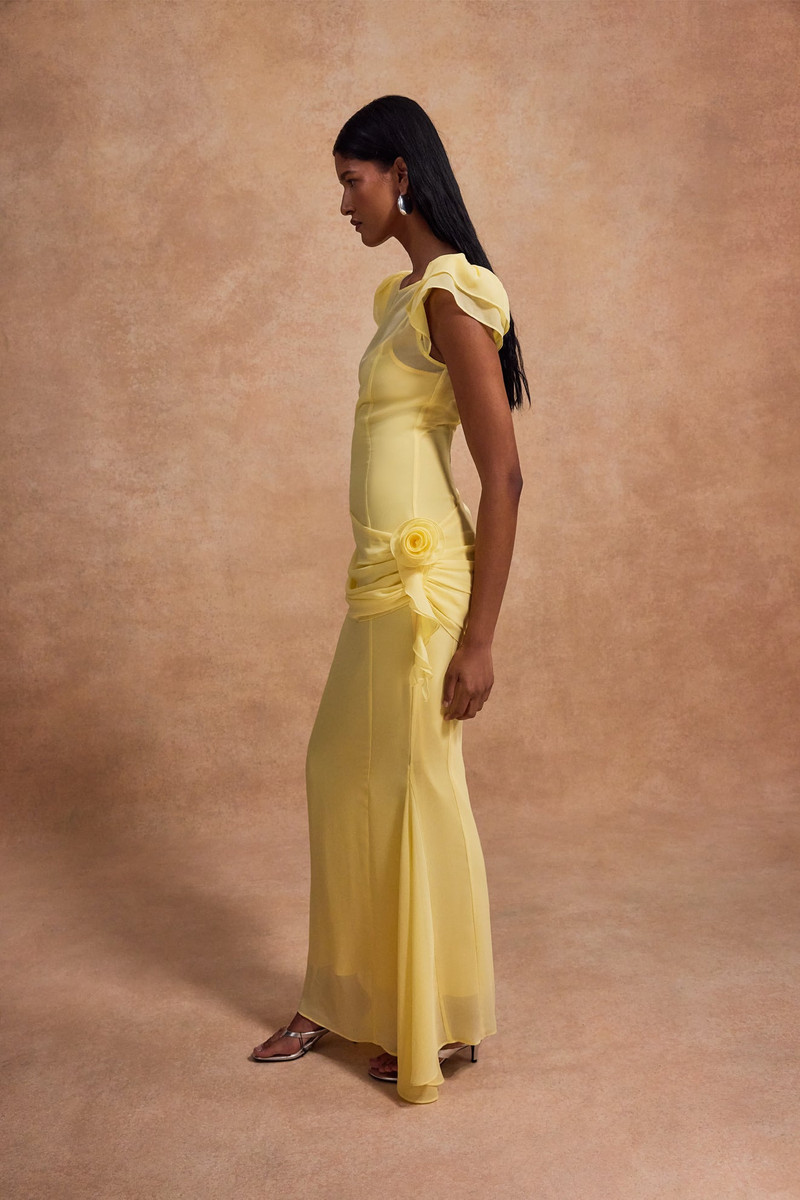 FLORENTINE MAXI DRESS IN SHERBET YELLOW CHIFFON 3