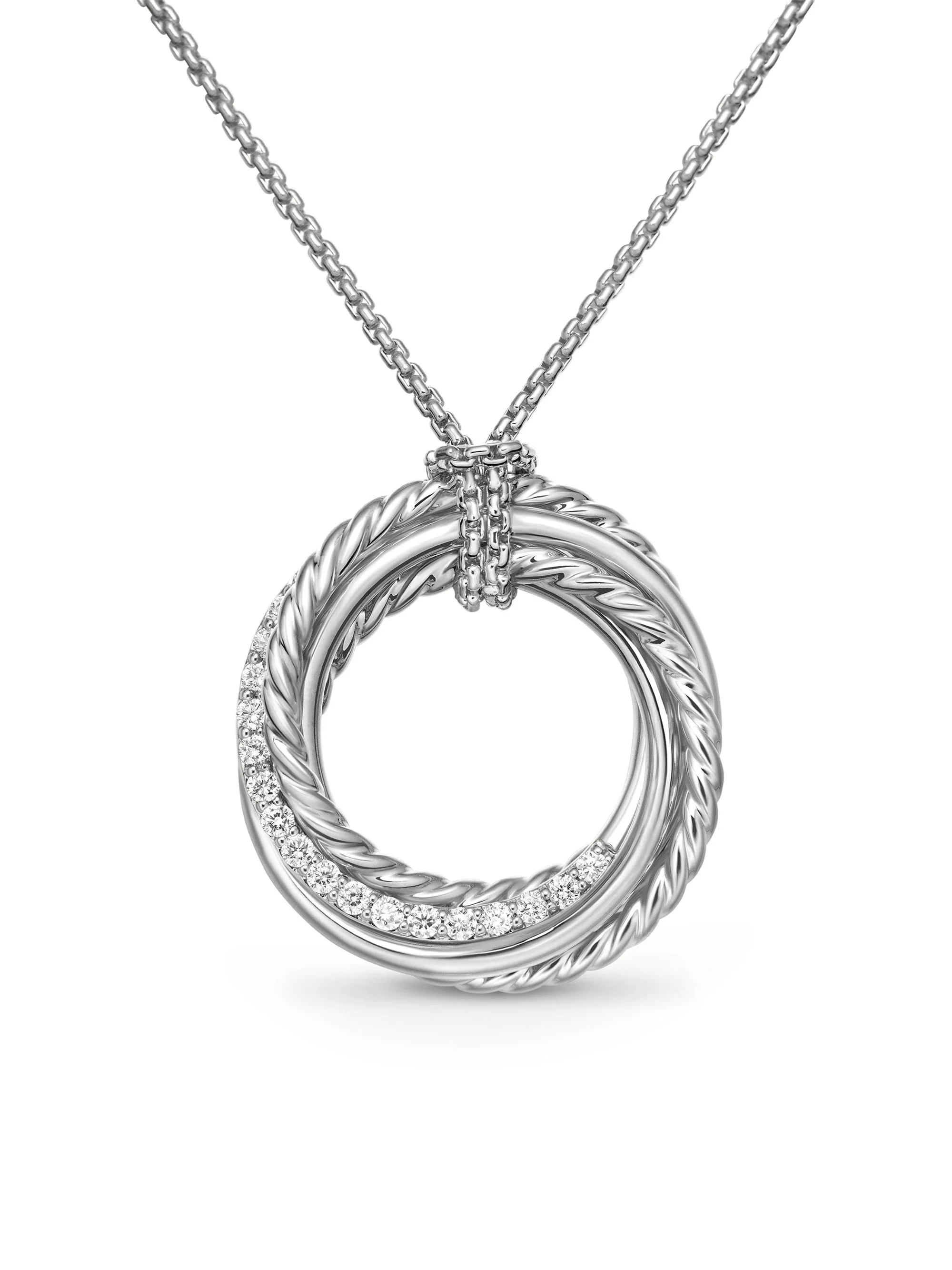 Women's Crossover Diamond & Sterling Silver Pendant Necklace - Diamond - 1