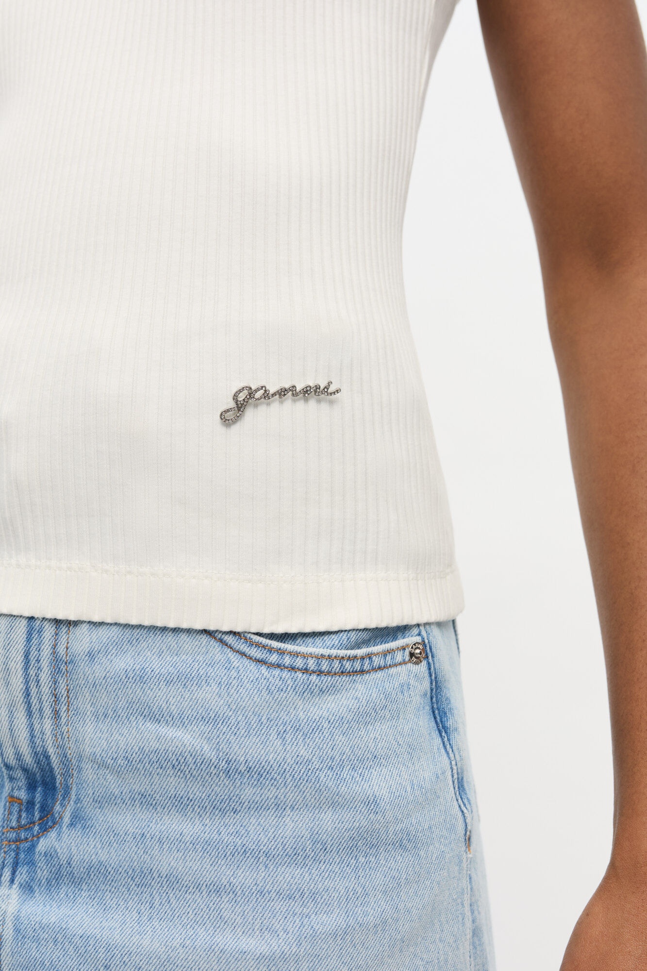 OFF-WHITE RIBBED TANK TOP - 5