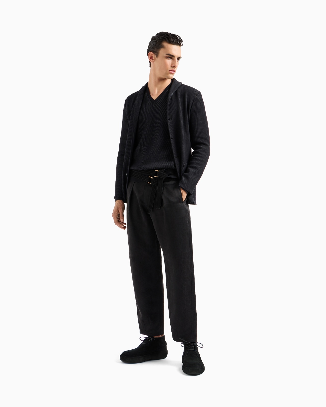FADED LYOCELL AND LINEN CANVAS ONE-PLEAT TROUSERS - 2