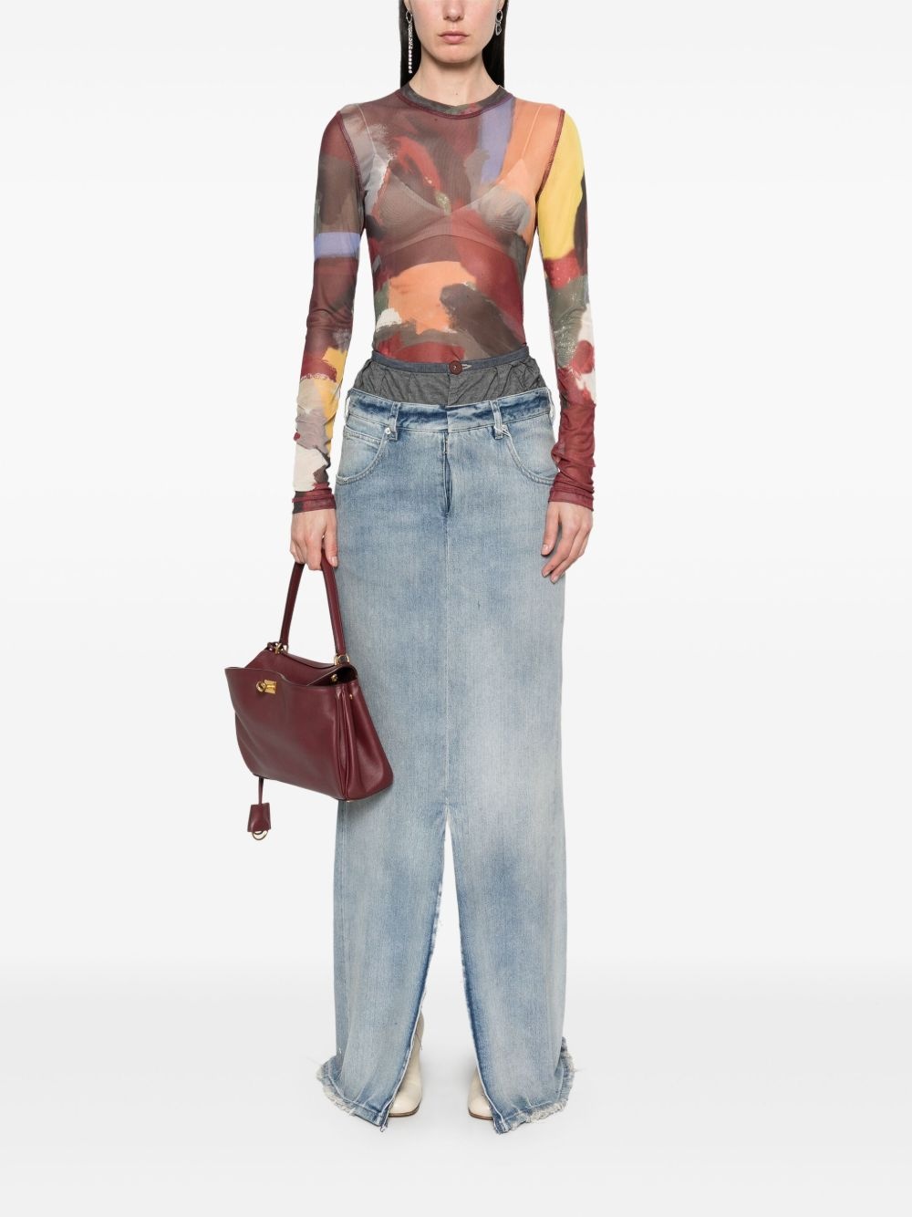 denim maxi skirt - 2