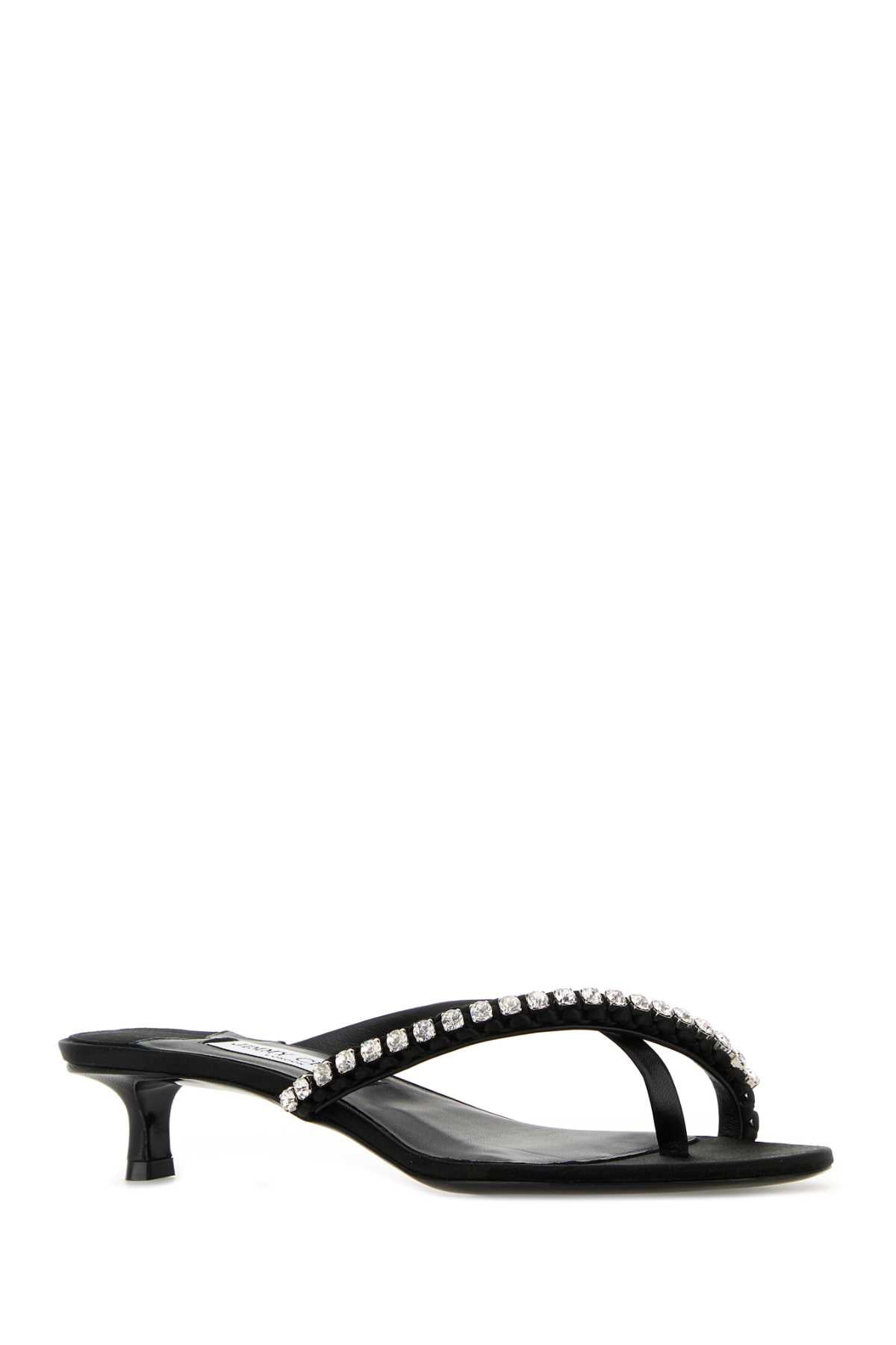 Jimmy Choo Women Black Nappa Leather And Satin Dila 35 Mules - 2