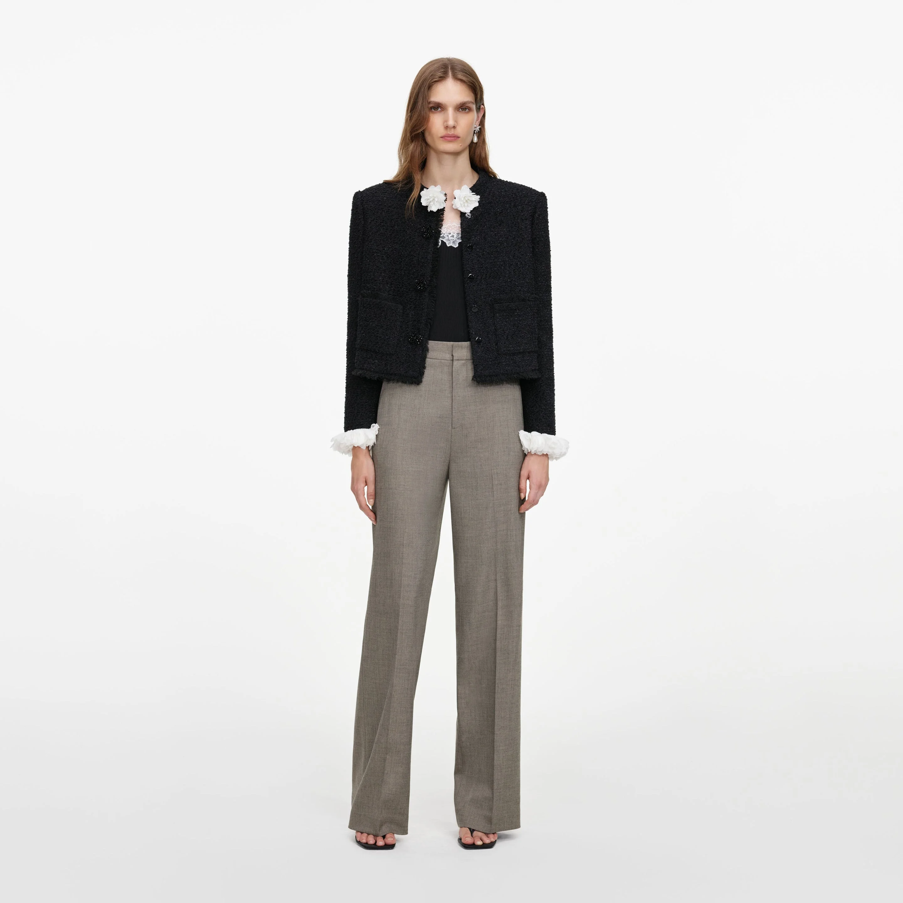 Brown Twill Tailored Trousers - 1