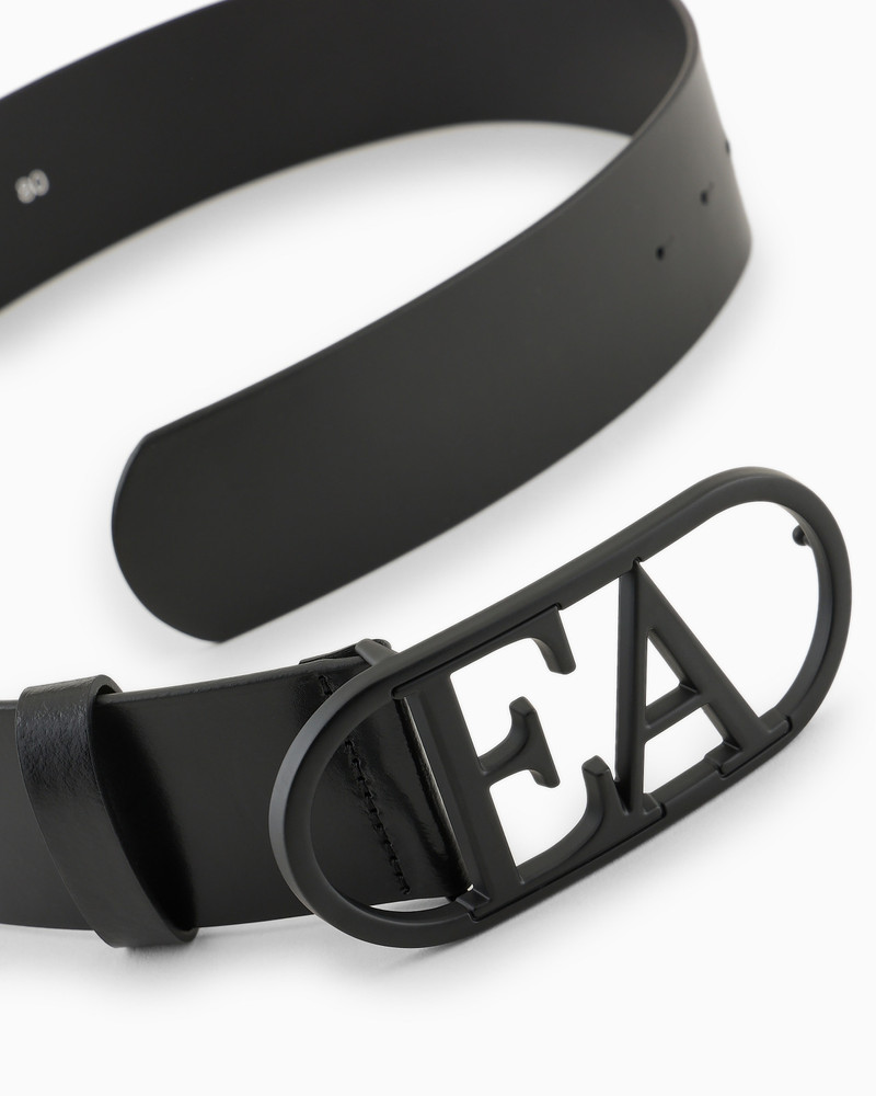 EMPORIO ARMANI Leather waist belt with EA buckle outlook