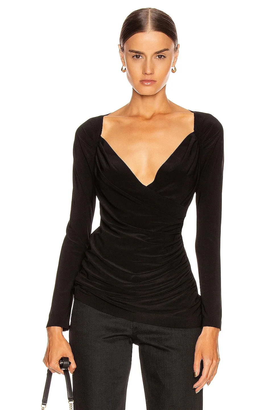 Long Sleeve Sweetheart Side Drape Top - 1