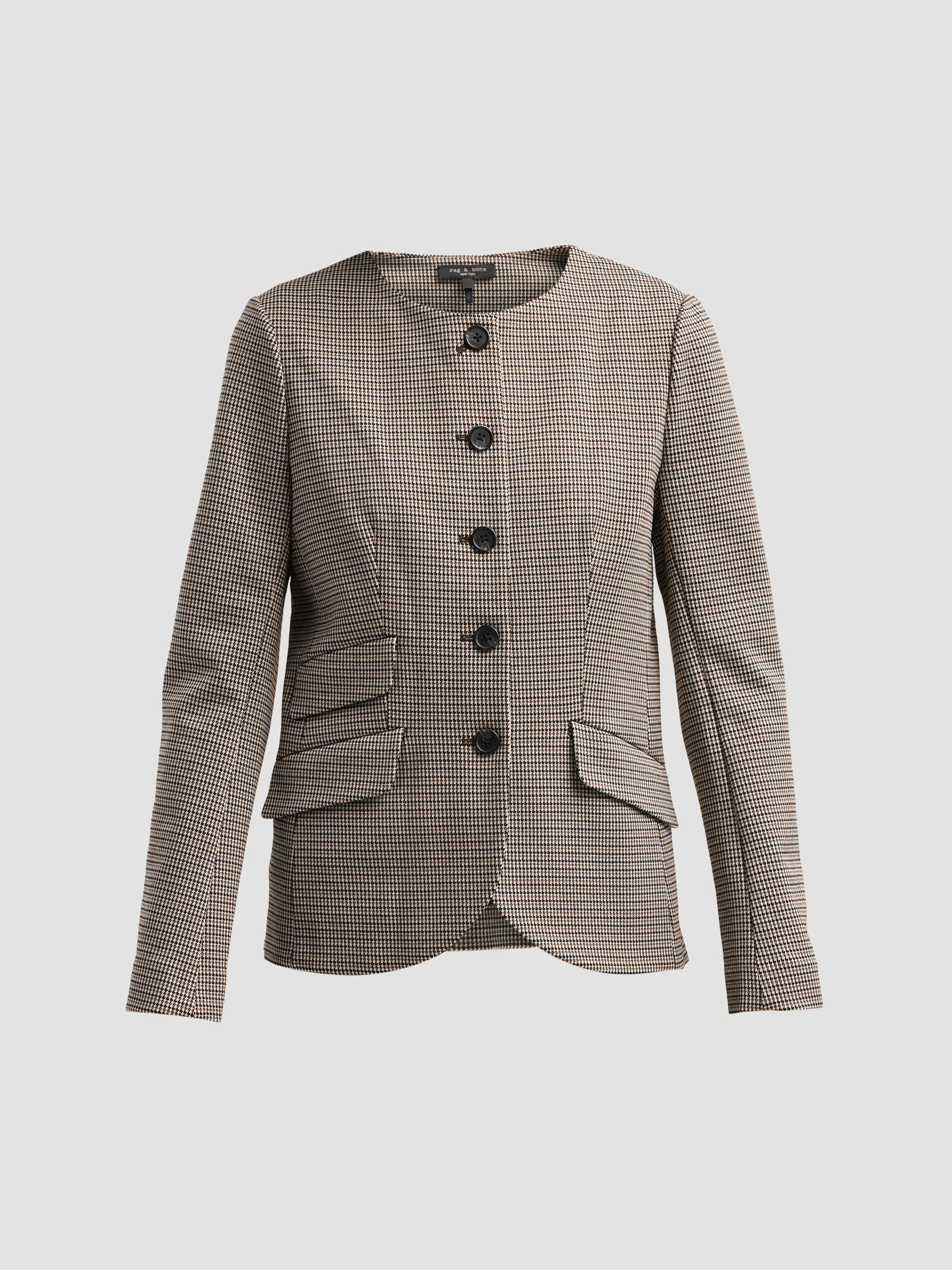 Women's Collarless Slade Ponte Jacquard Blazer - Brown Black Multi - 1