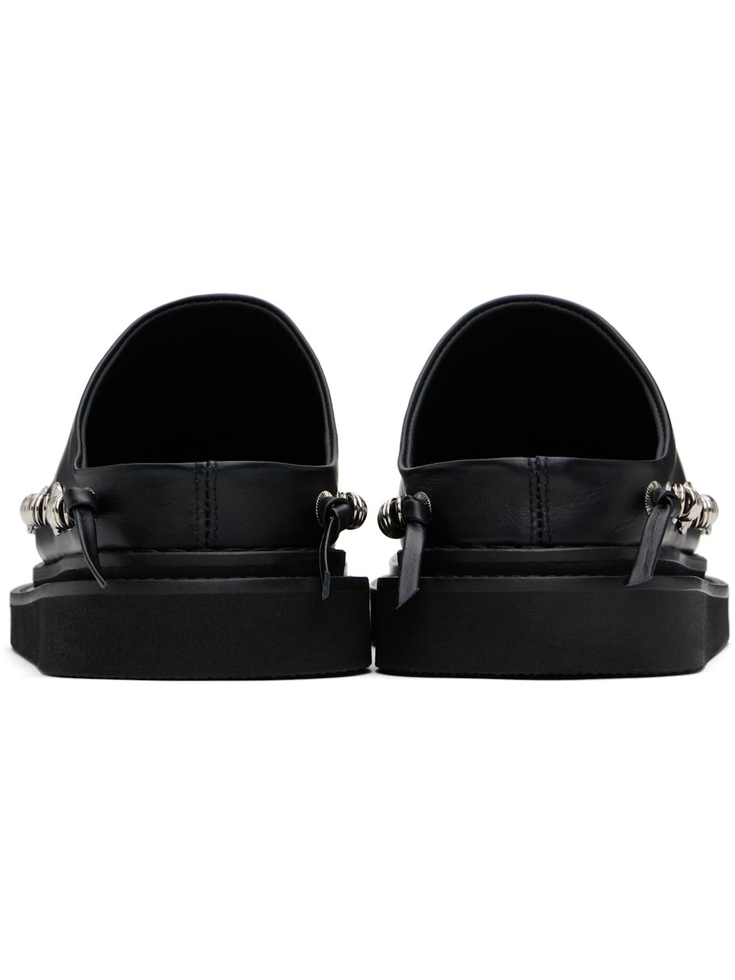 Black Leather Slip-on Loafers - 2