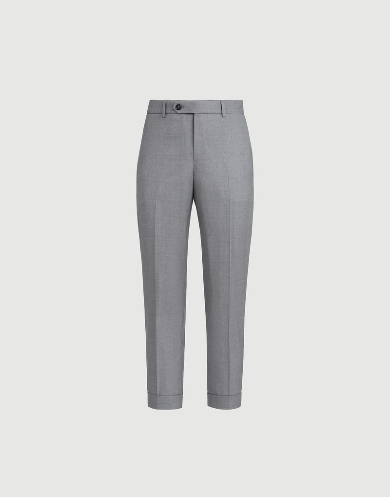 Virgin wool and silk lightweight hopsack trousers 1